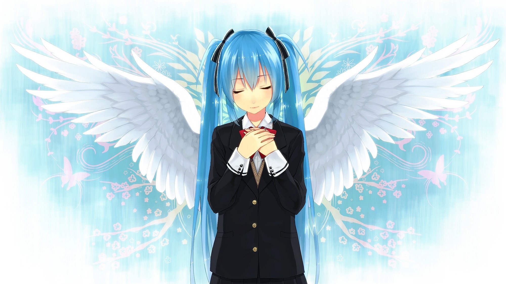 Hatsune Miku with Angel Wings HD Wallpaper