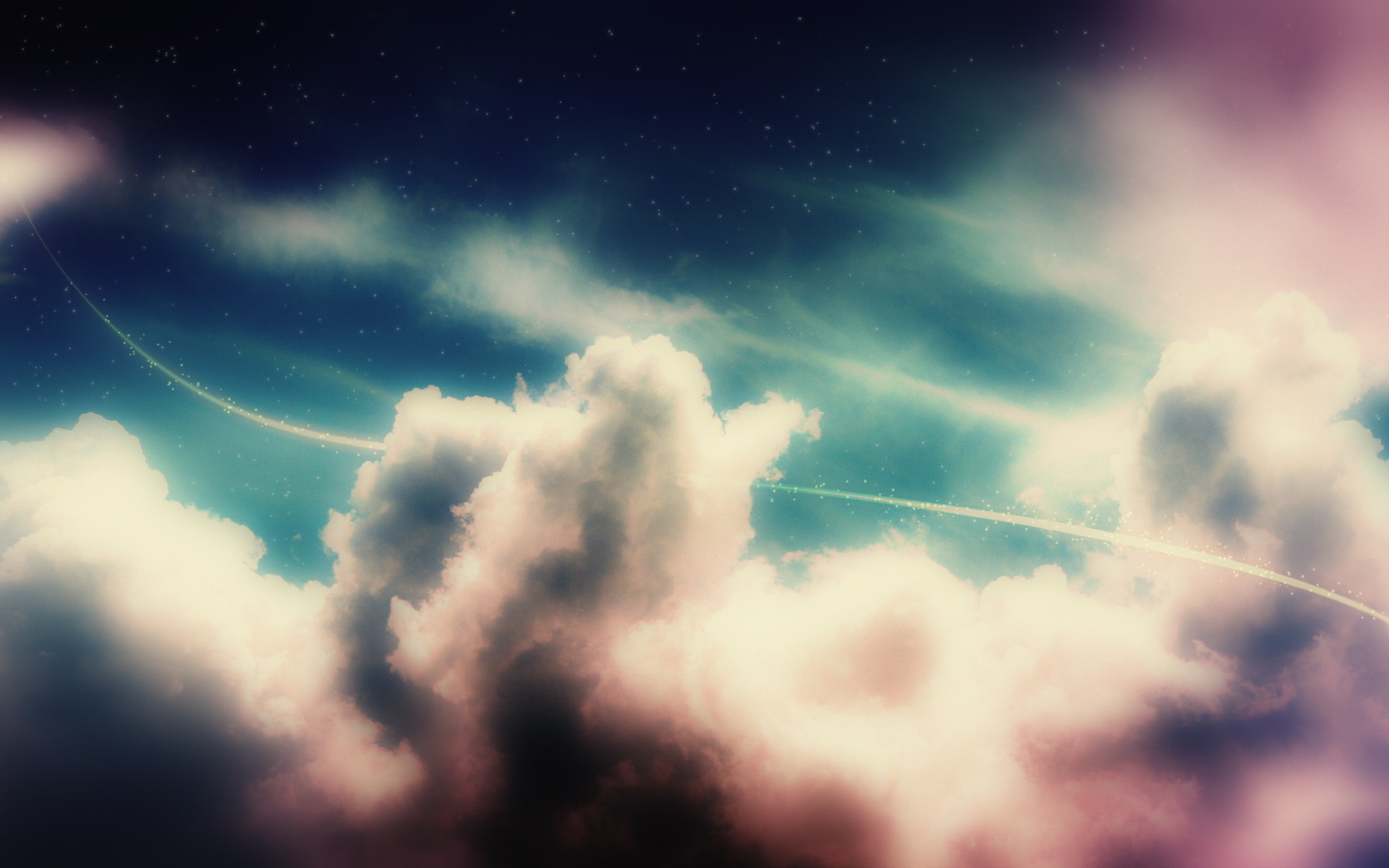 Abstract fantasy art of clouds and stars HD Wallpaper