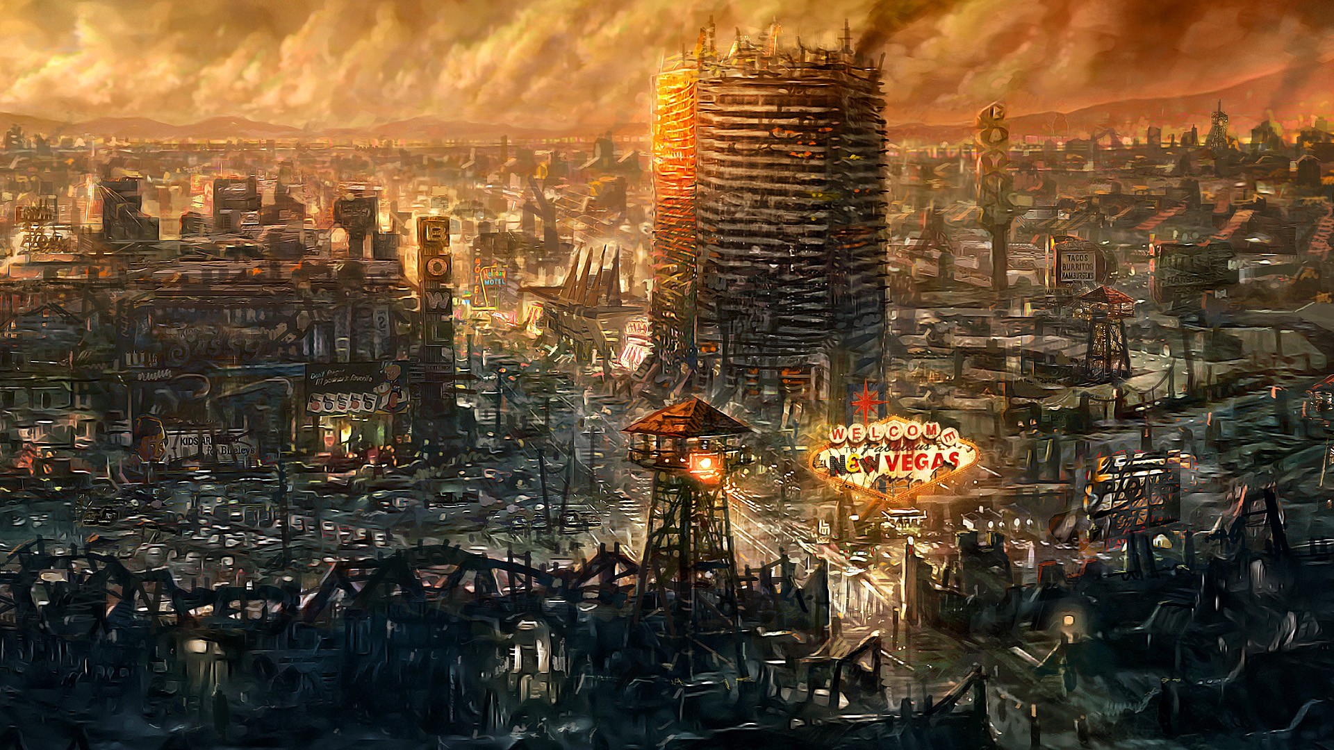 Fallout: New Vegas post-apocalyptic cityscape HD Wallpaper