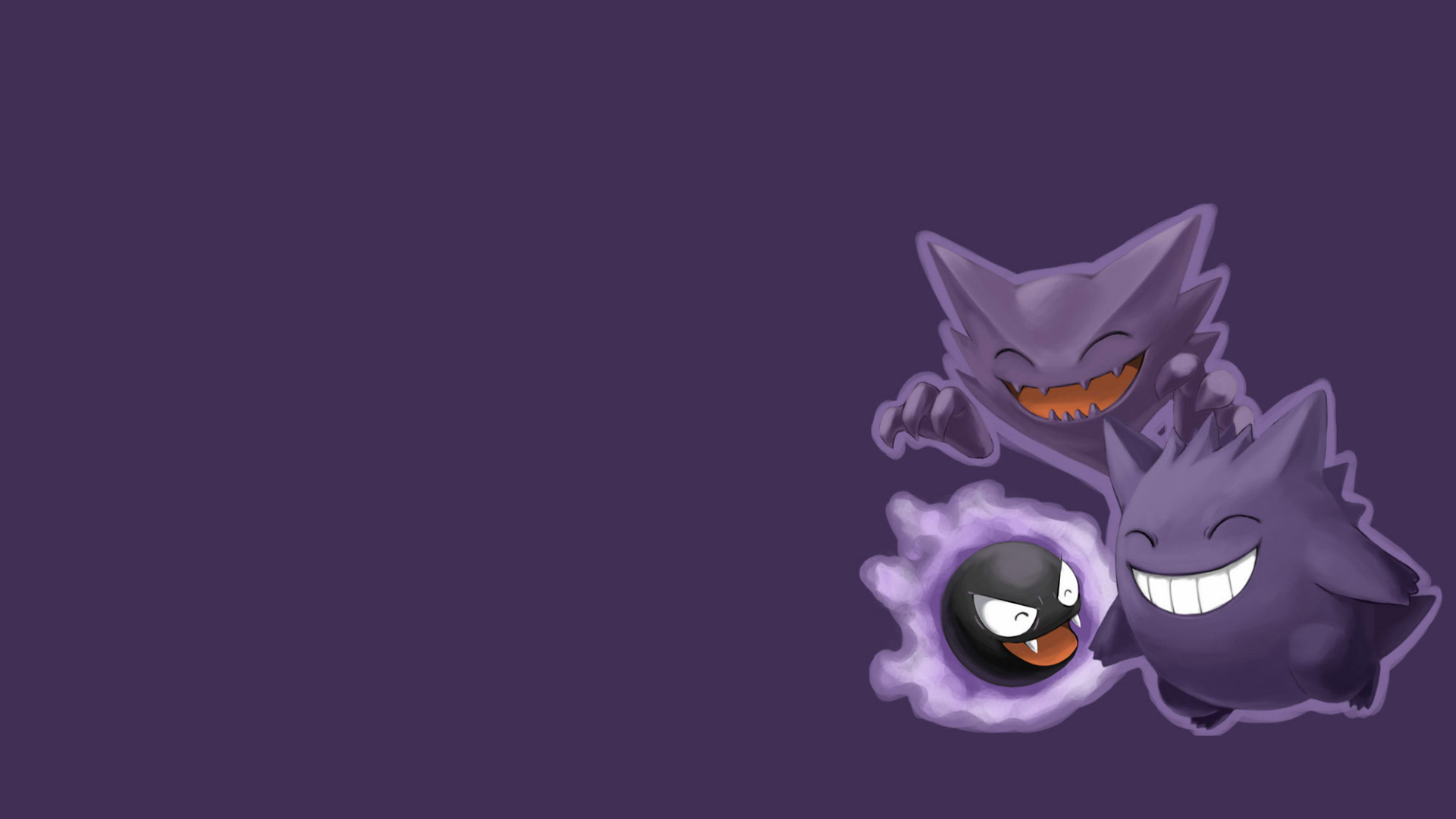 Gastly, Haunter, and Gengar from Pokémon HD Wallpaper