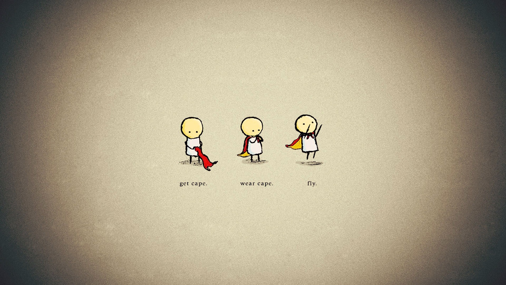 Three simple figures get, wear, and fly a cape HD Wallpaper