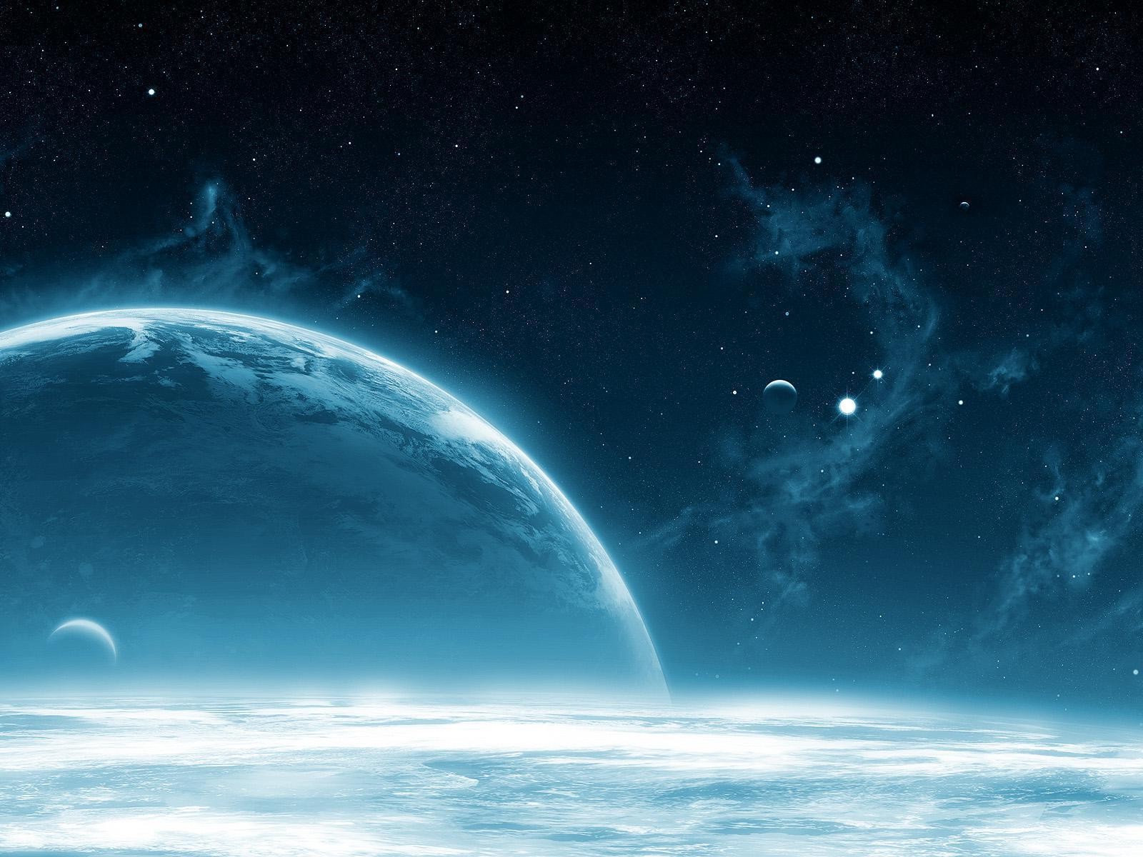 Digital art of a planet in space with stars and nebulae HD Wallpaper