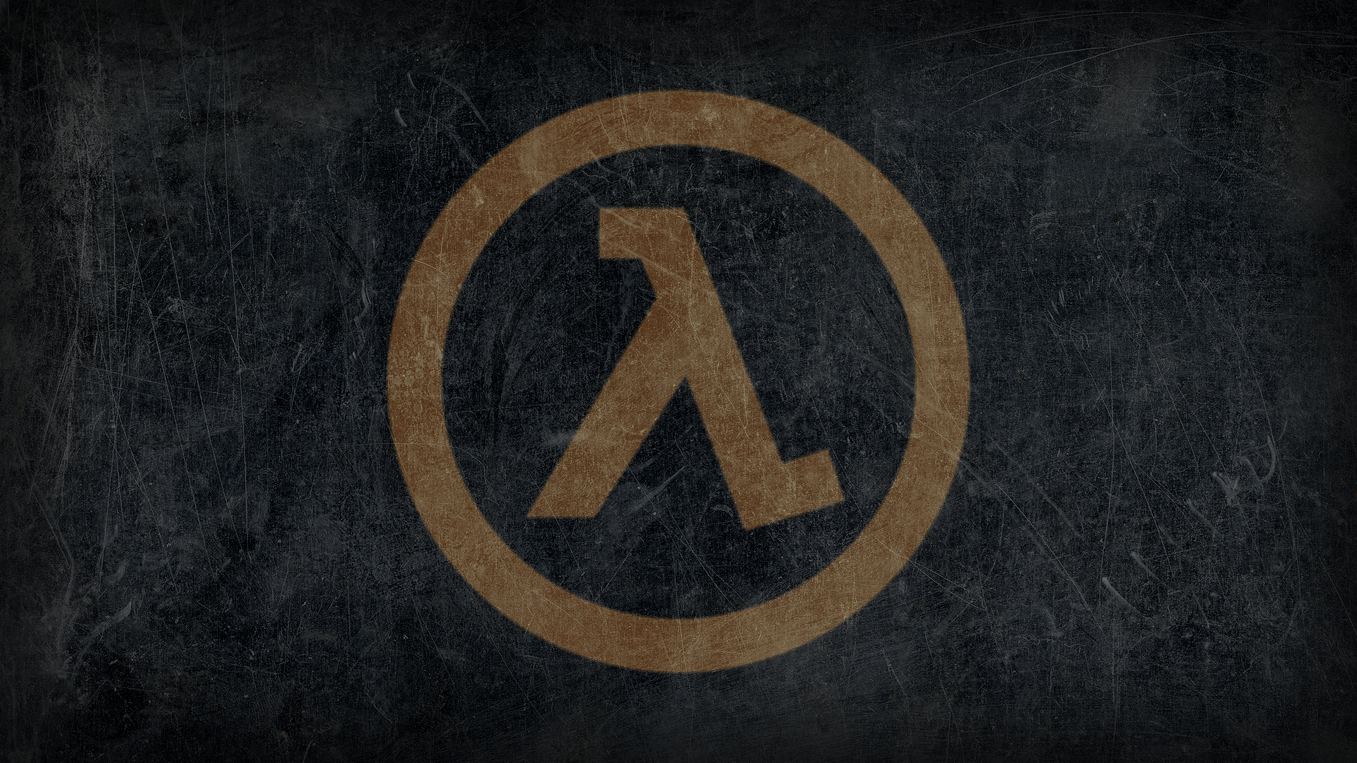 Half-Life Lambda logo on a scratched dark texture HD Wallpaper