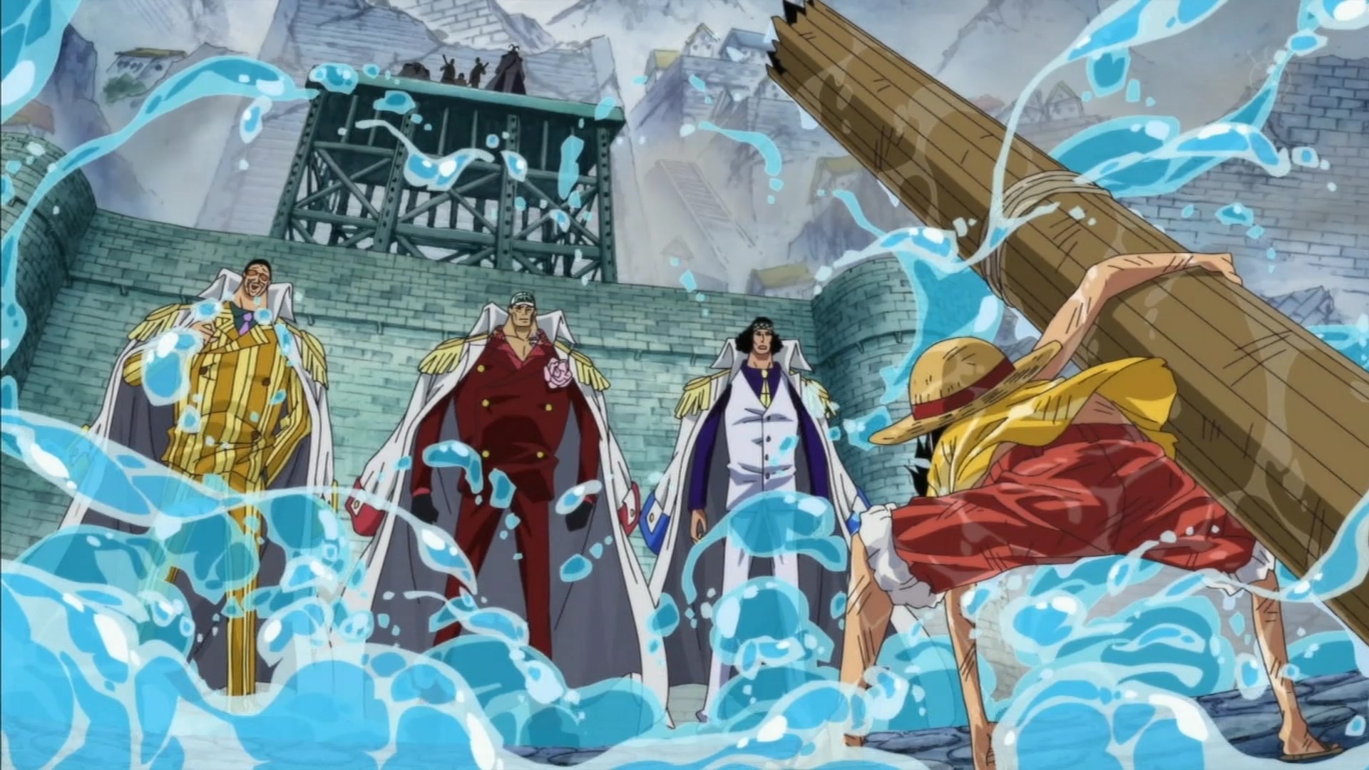 One Piece: Luffy vs. Three Admirals HD Wallpaper