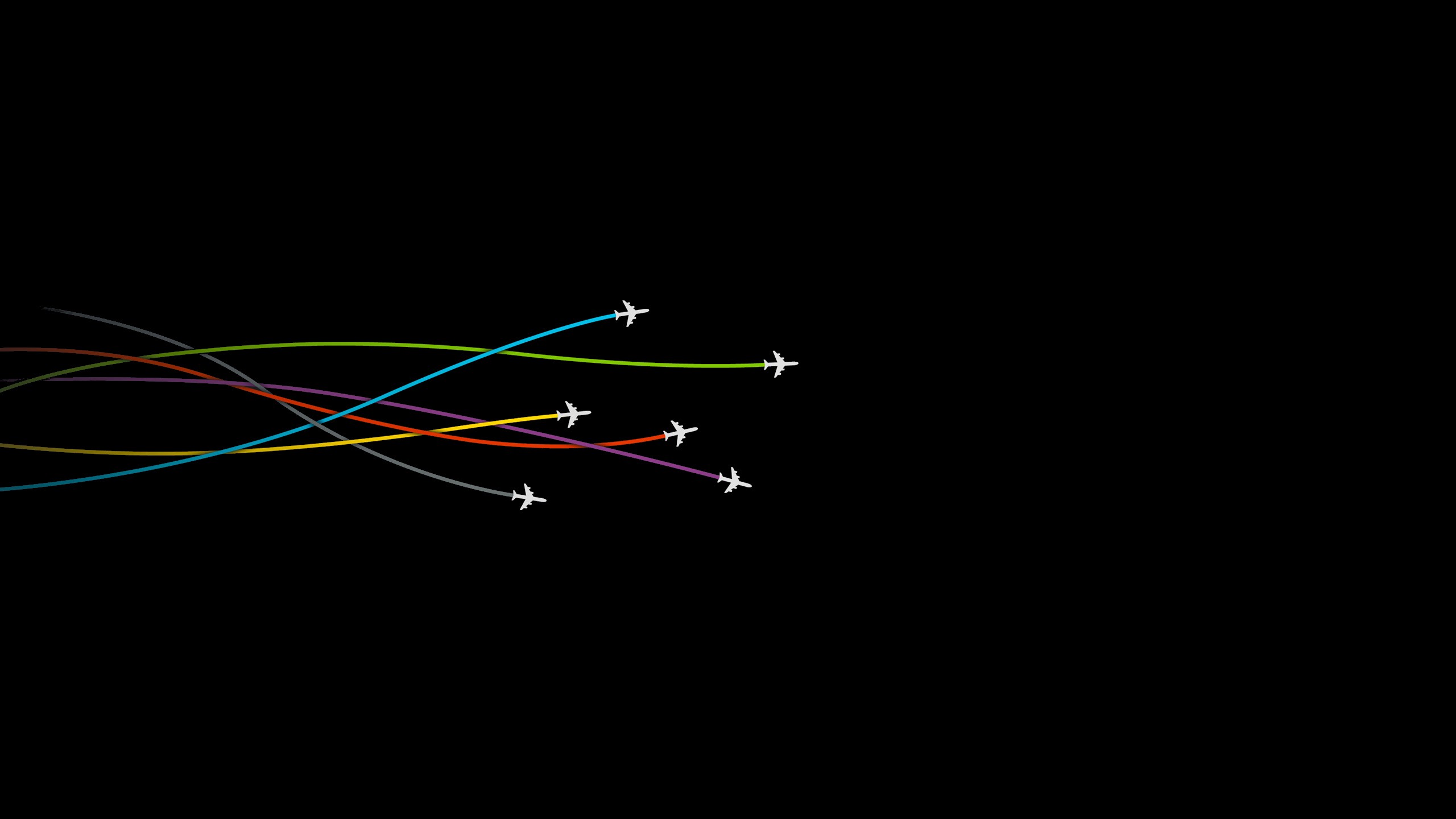 Minimalist digital art of airplanes on colorful trails HD Wallpaper