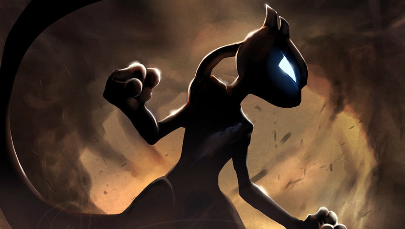 Mewtwo in a dramatic pose HD Wallpaper