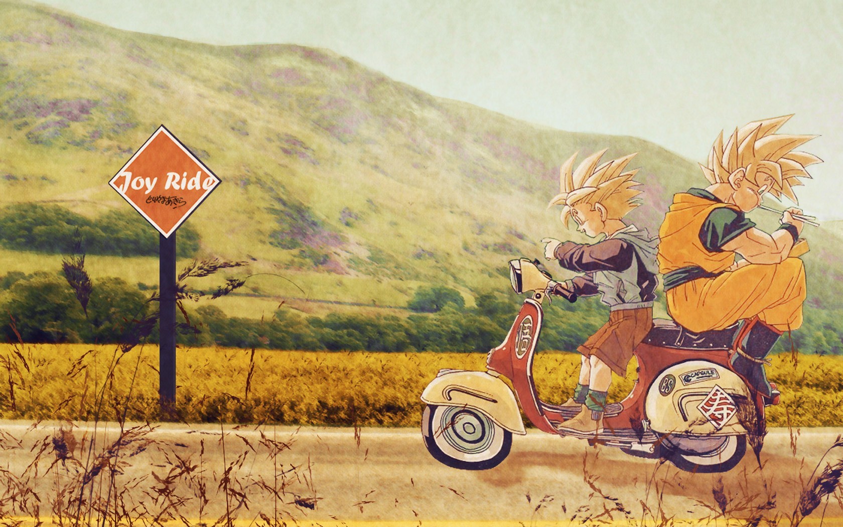 Dragon Ball Z: Goku and Gohan on a Joy Ride HD Wallpaper
