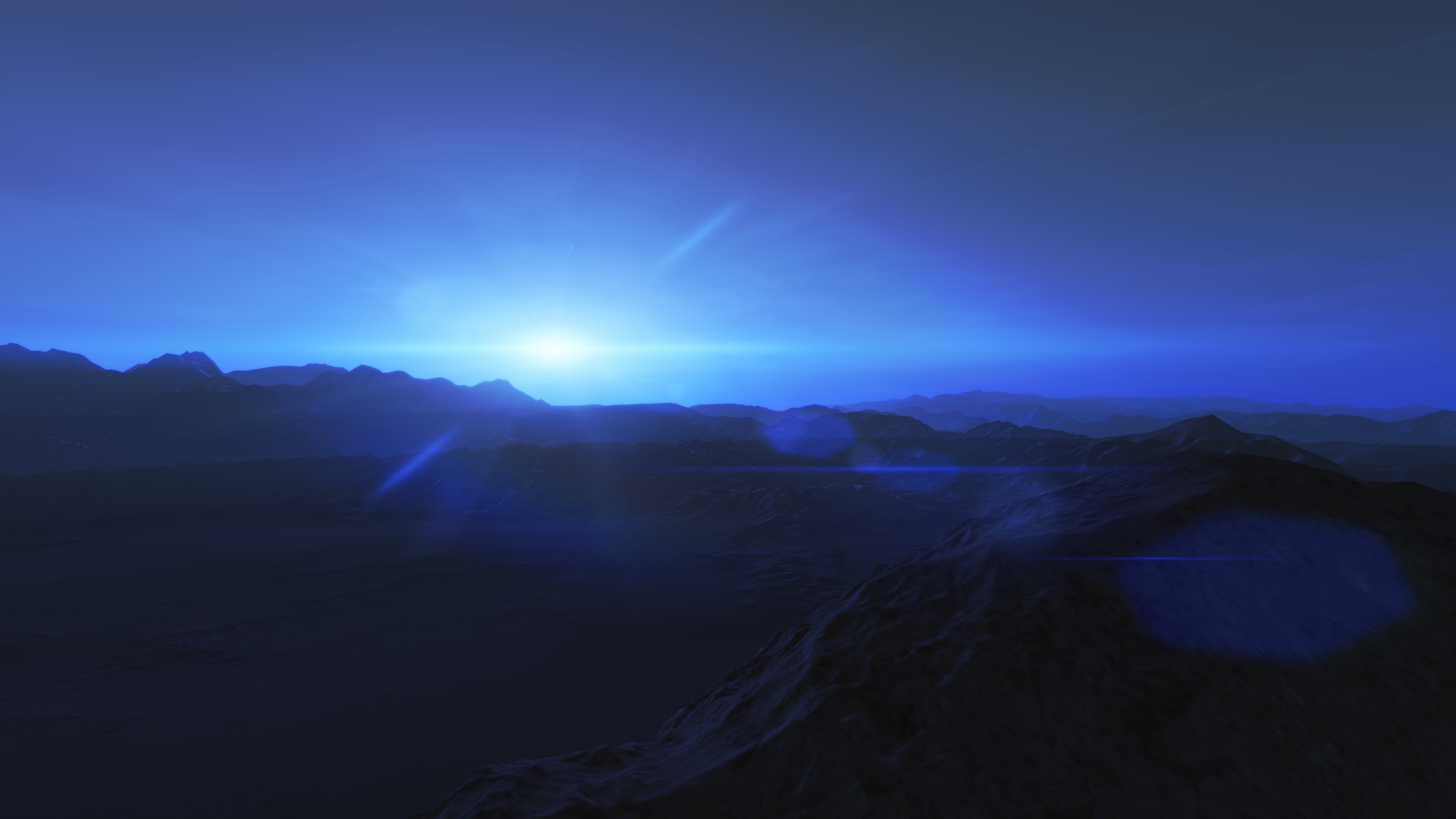 Digital art of a planet with stars and mountains HD Wallpaper