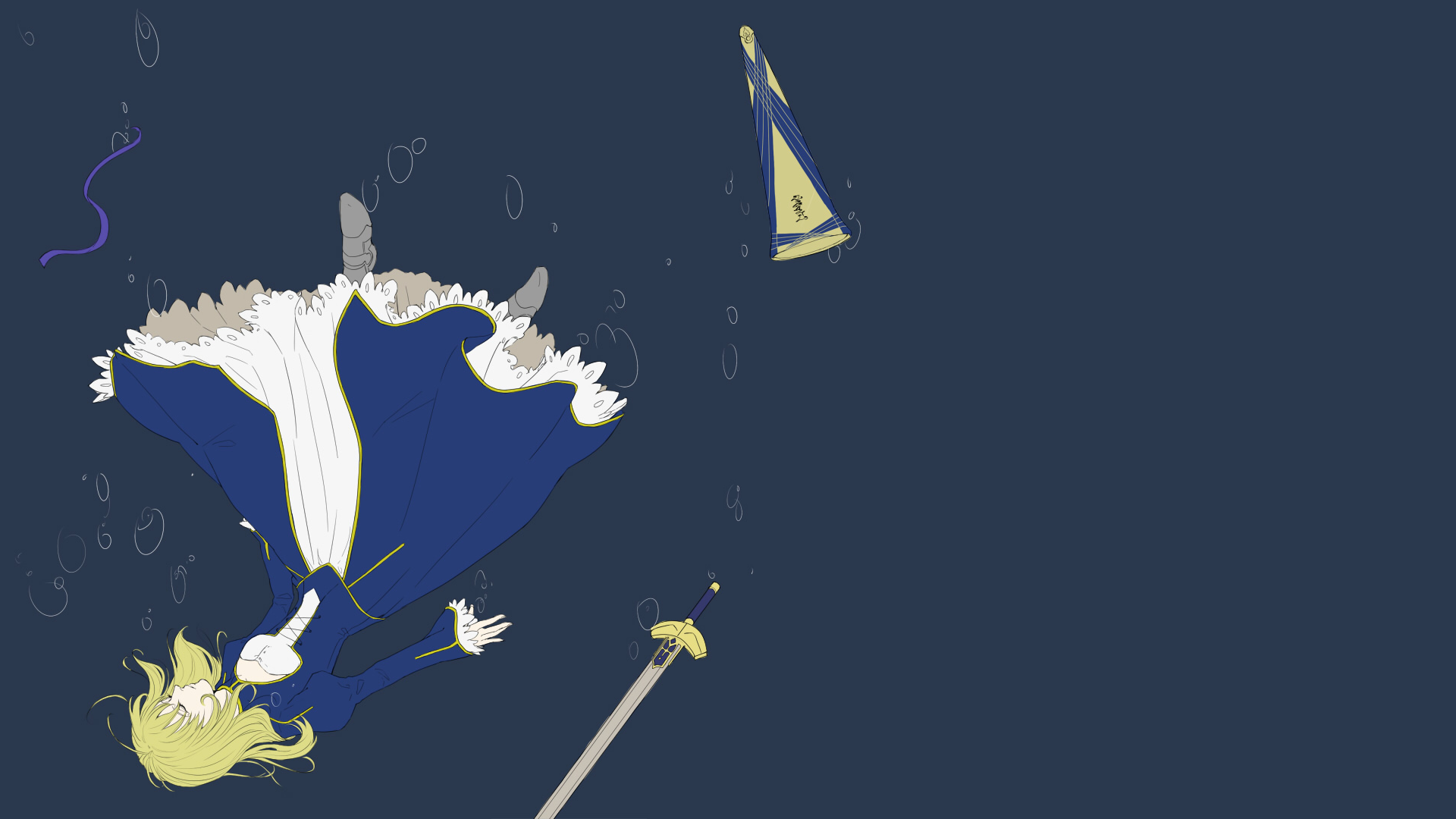 Saber from Fate/Zero underwater with Excalibur HD Wallpaper