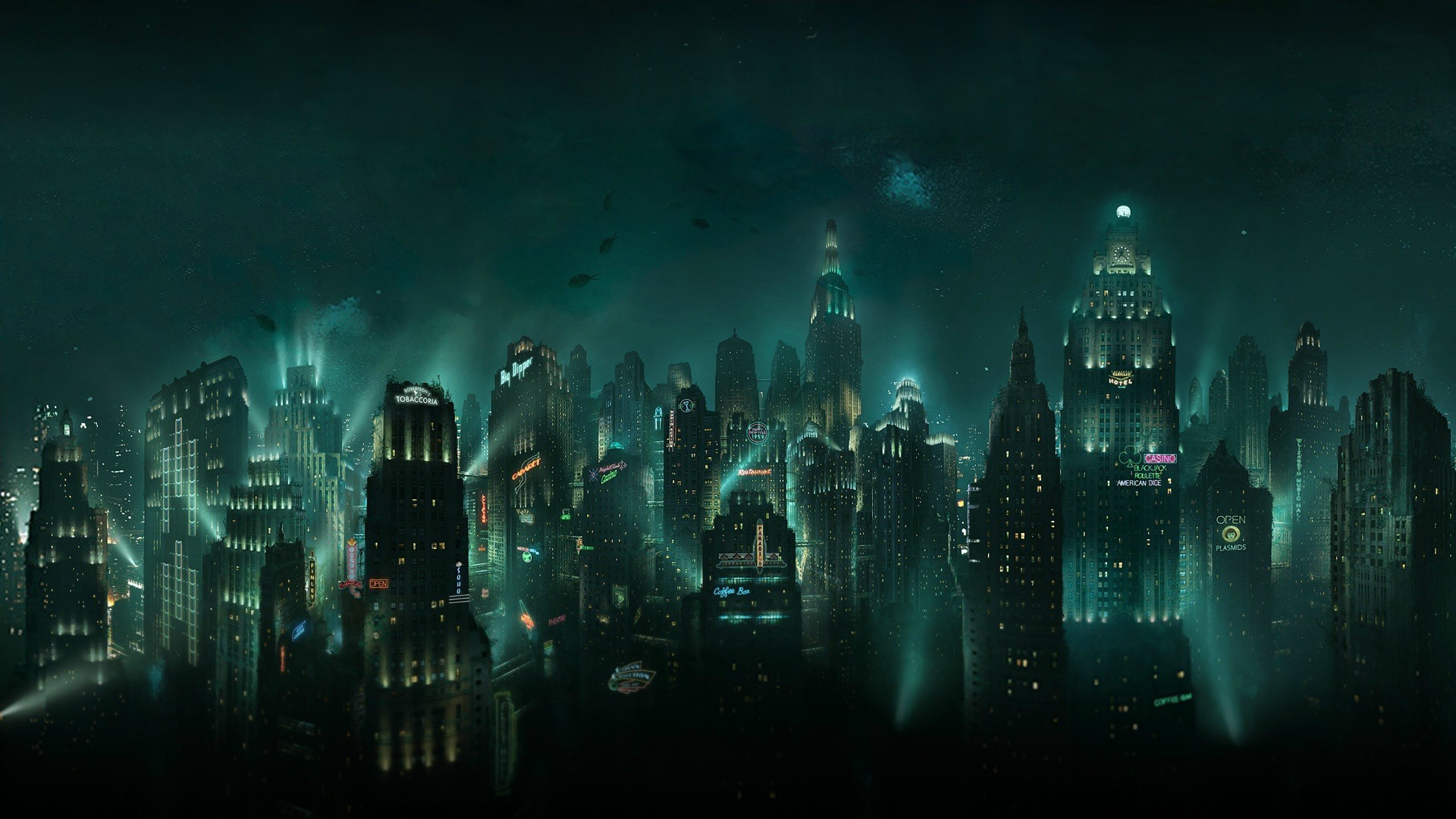 Rapture cityscape from BioShock underwater HD Wallpaper
