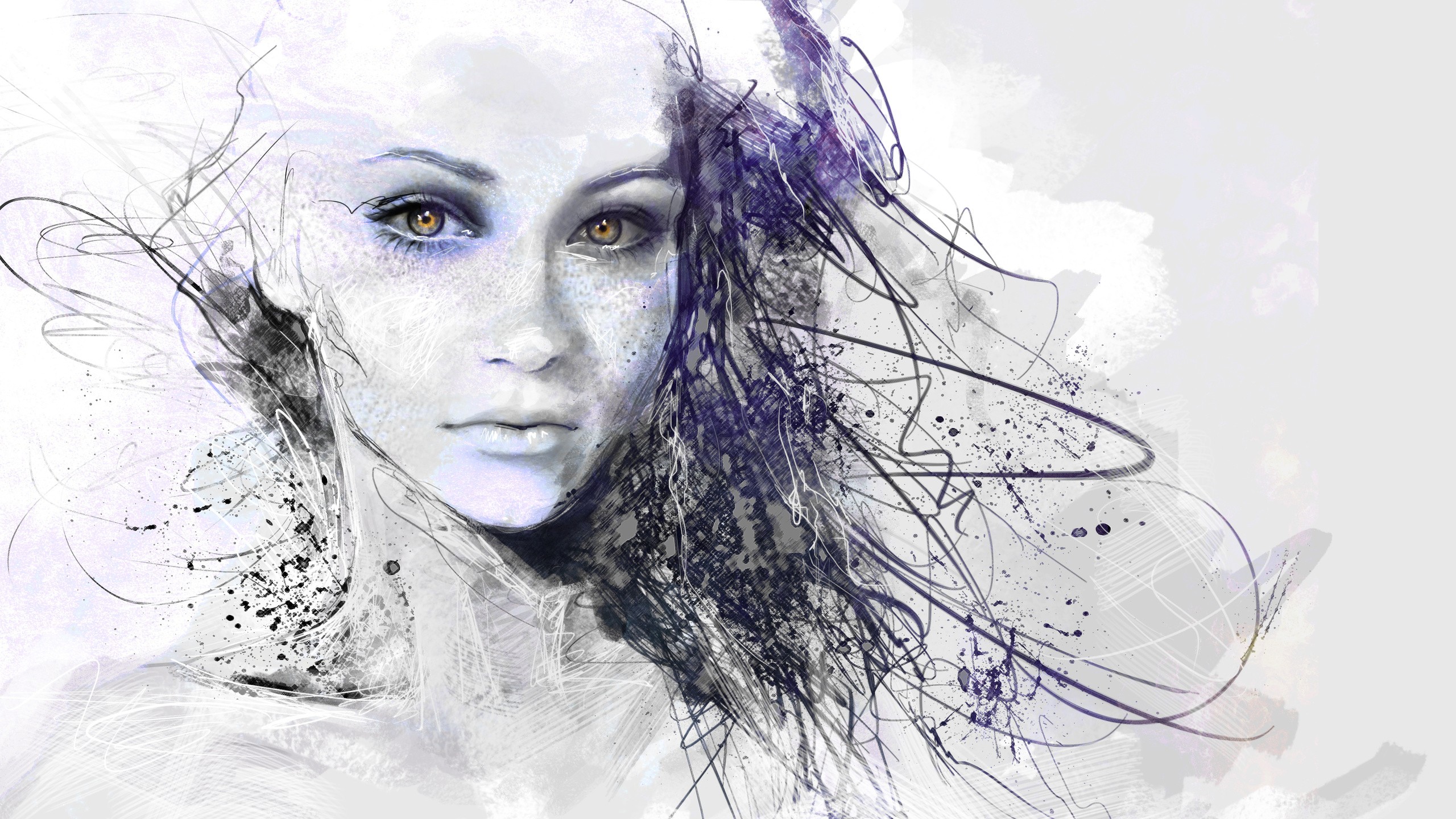 Abstract digital art of a woman's face HD Wallpaper