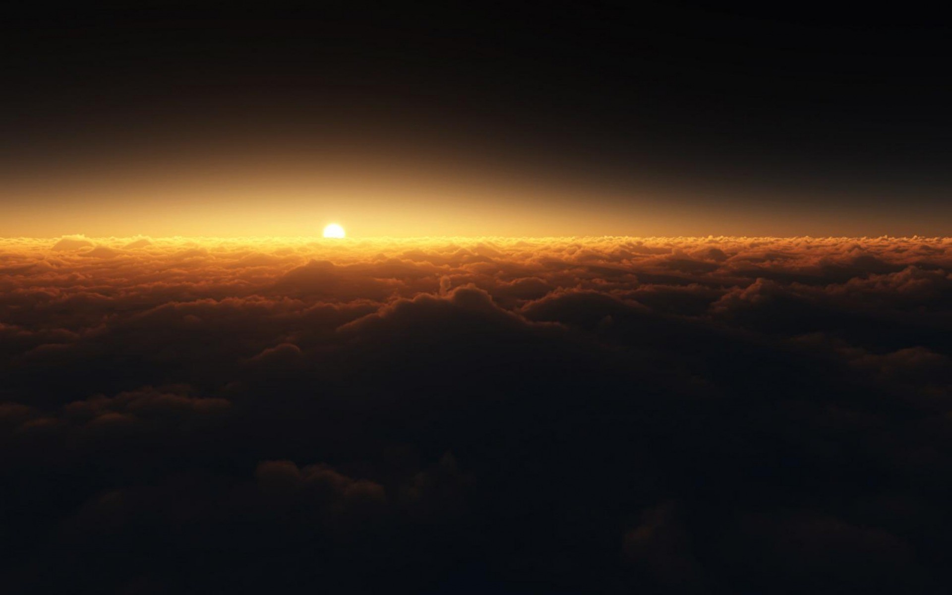 Sunset over a sea of clouds HD Wallpaper