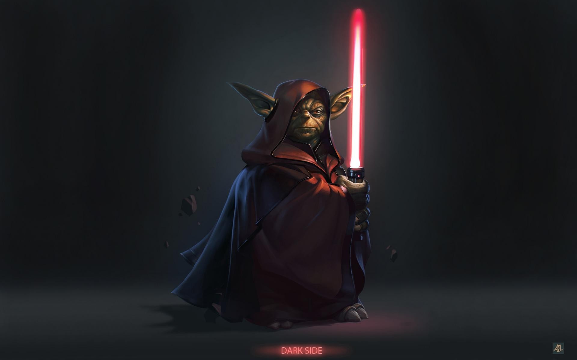 Sith Yoda with Red Lightsaber Artwork HD Wallpaper