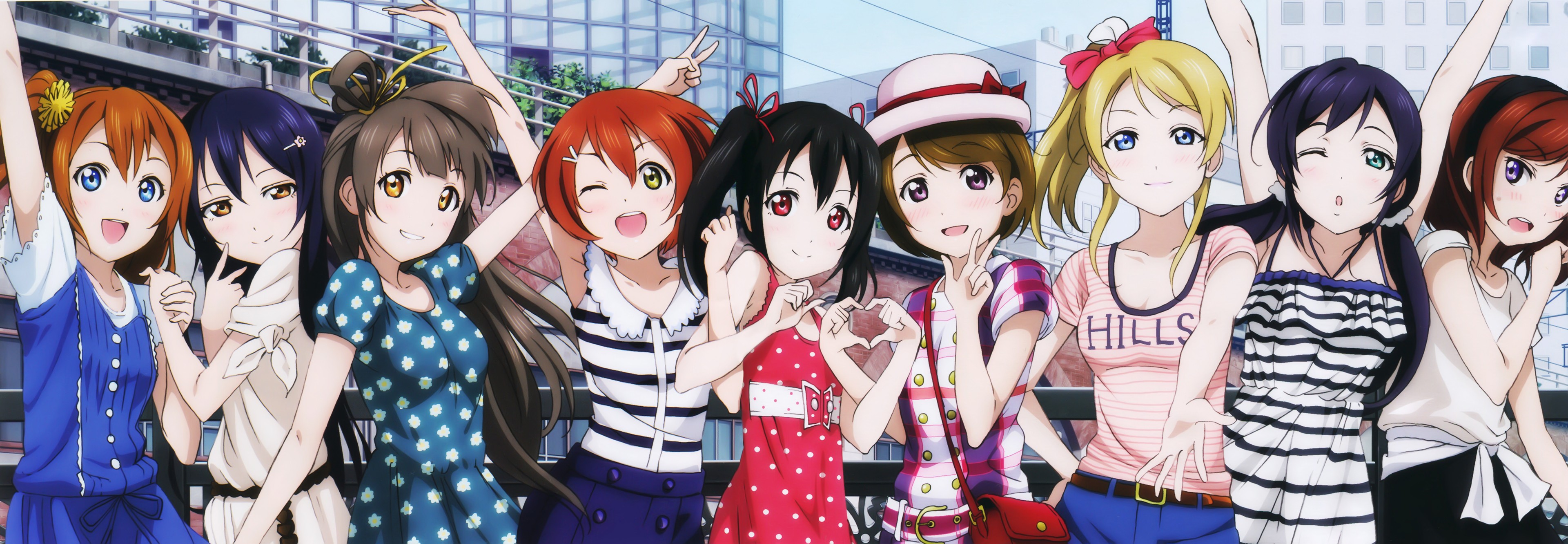 Love Live! Group of Anime Girls Posing HD Wallpaper