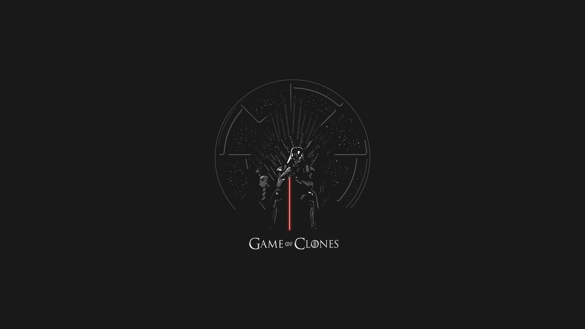 Darth Vader on the Iron Throne with Game of Clones text HD Wallpaper