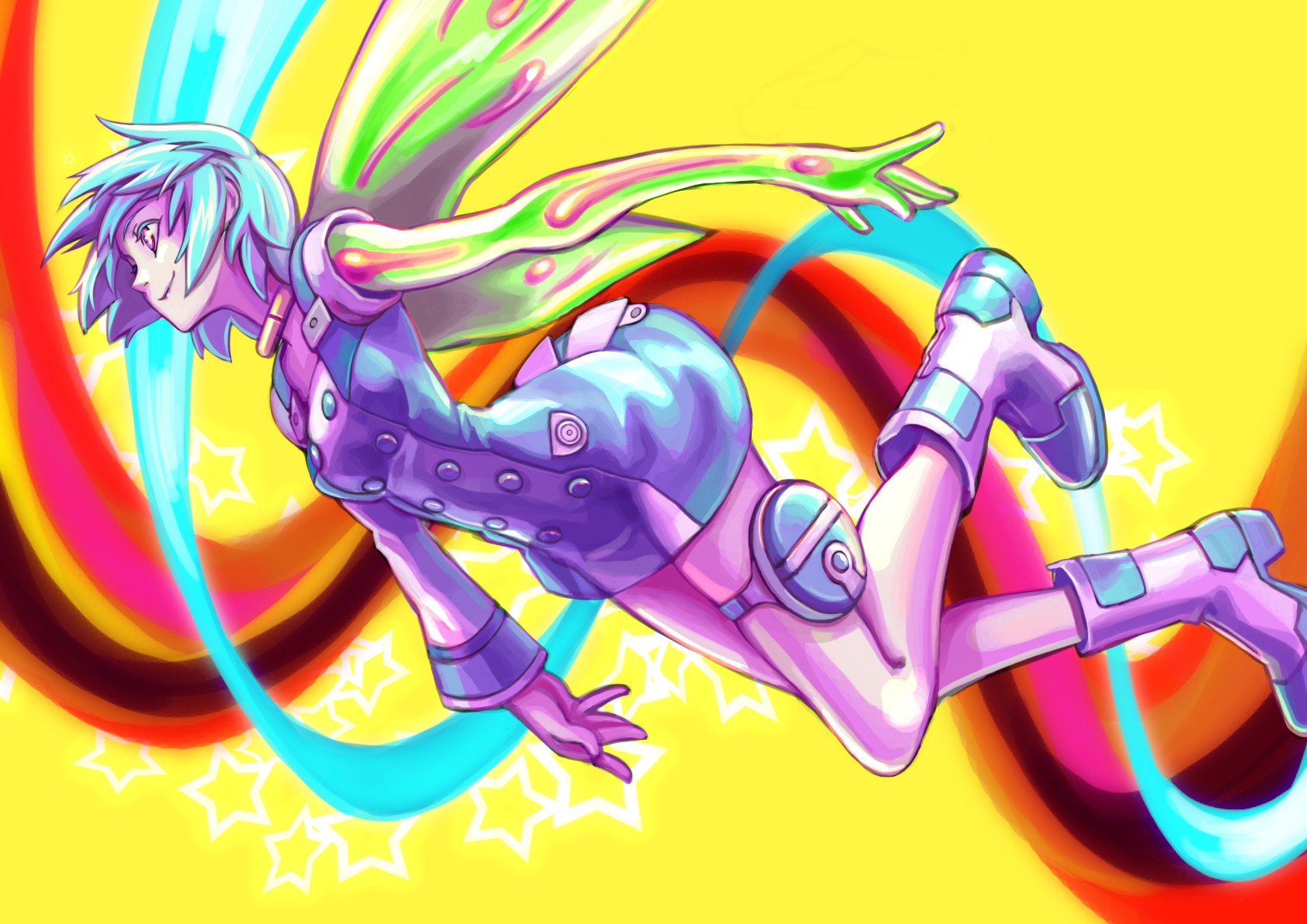 Eureka Seven anime girl with colorful wings HD Wallpaper