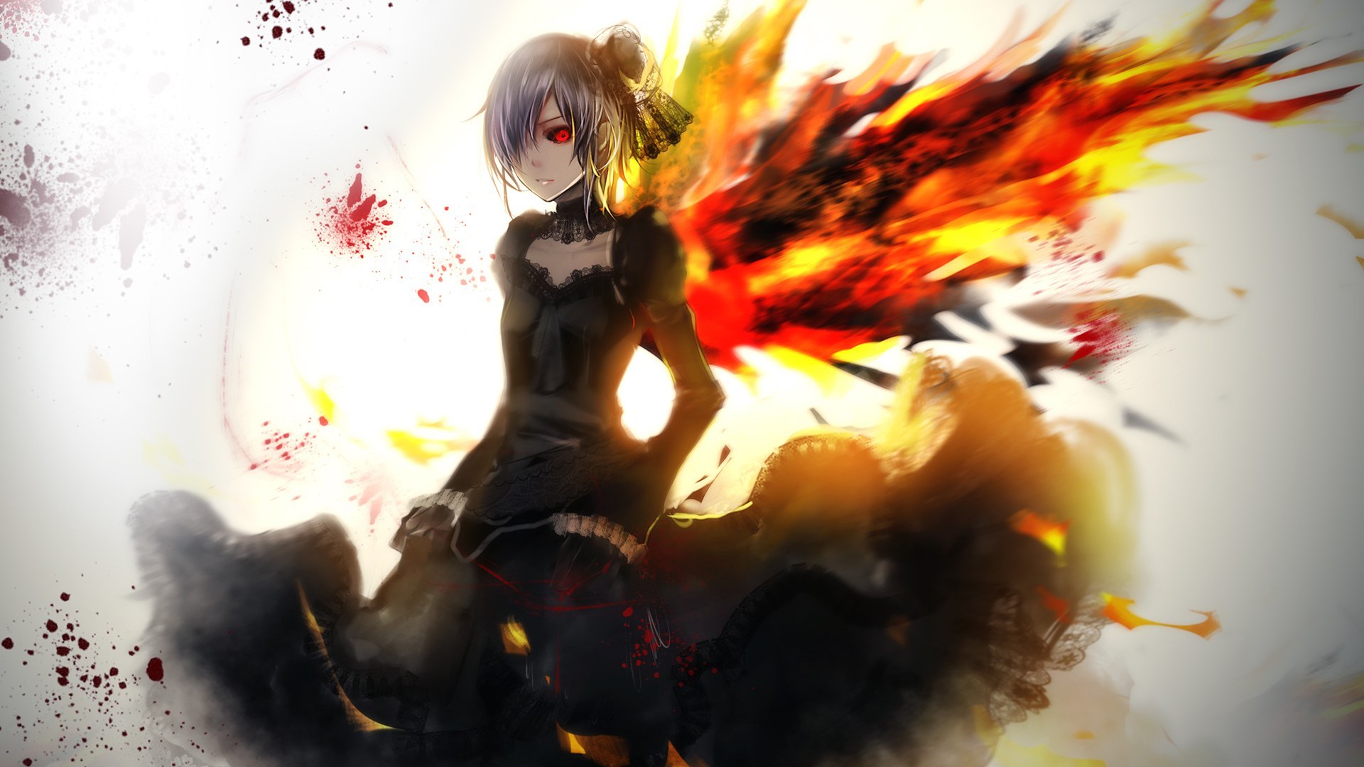 Touka Kirishima with Fiery Wings HD Wallpaper