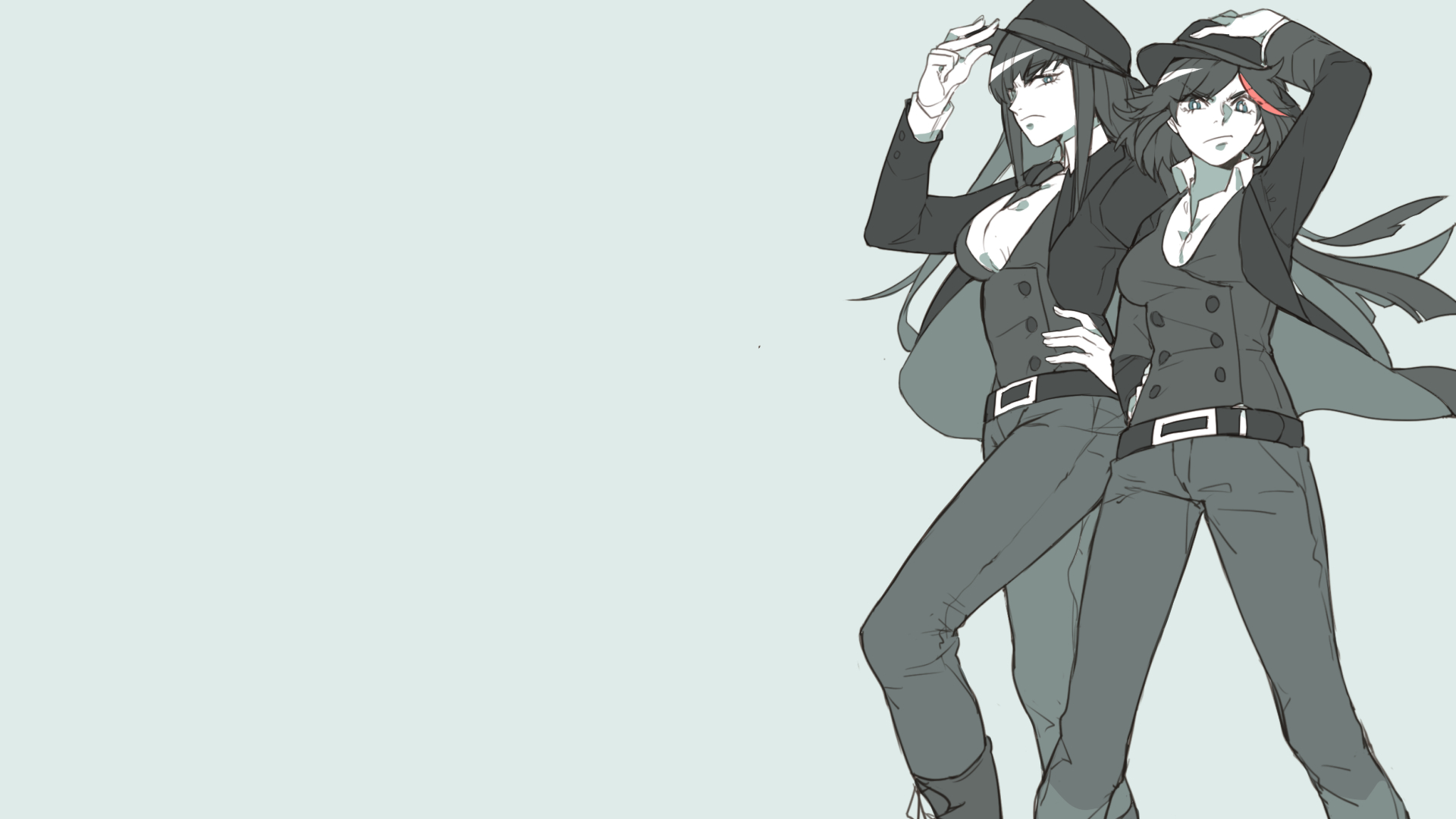 Matoi Ryuuko and Kiryuin Satsuki in suits HD Wallpaper