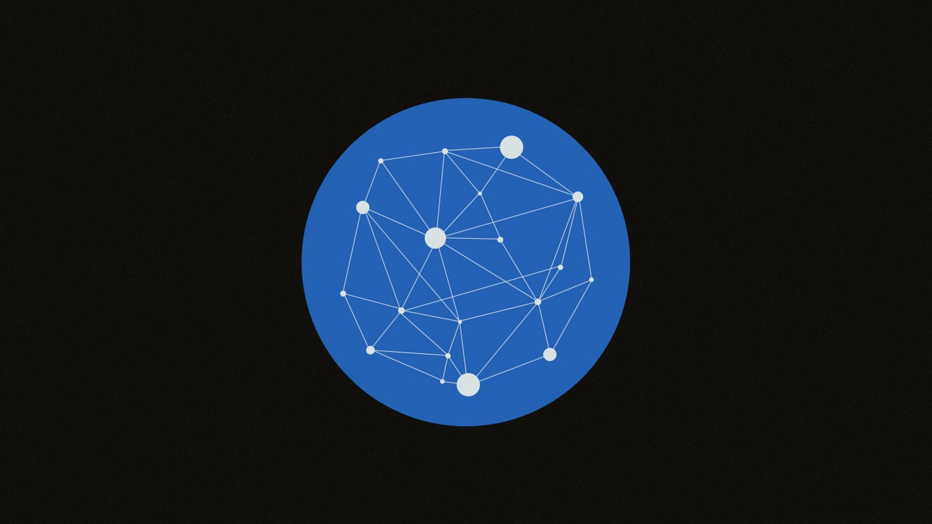 Abstract network of nodes and lines in a blue circle HD Wallpaper