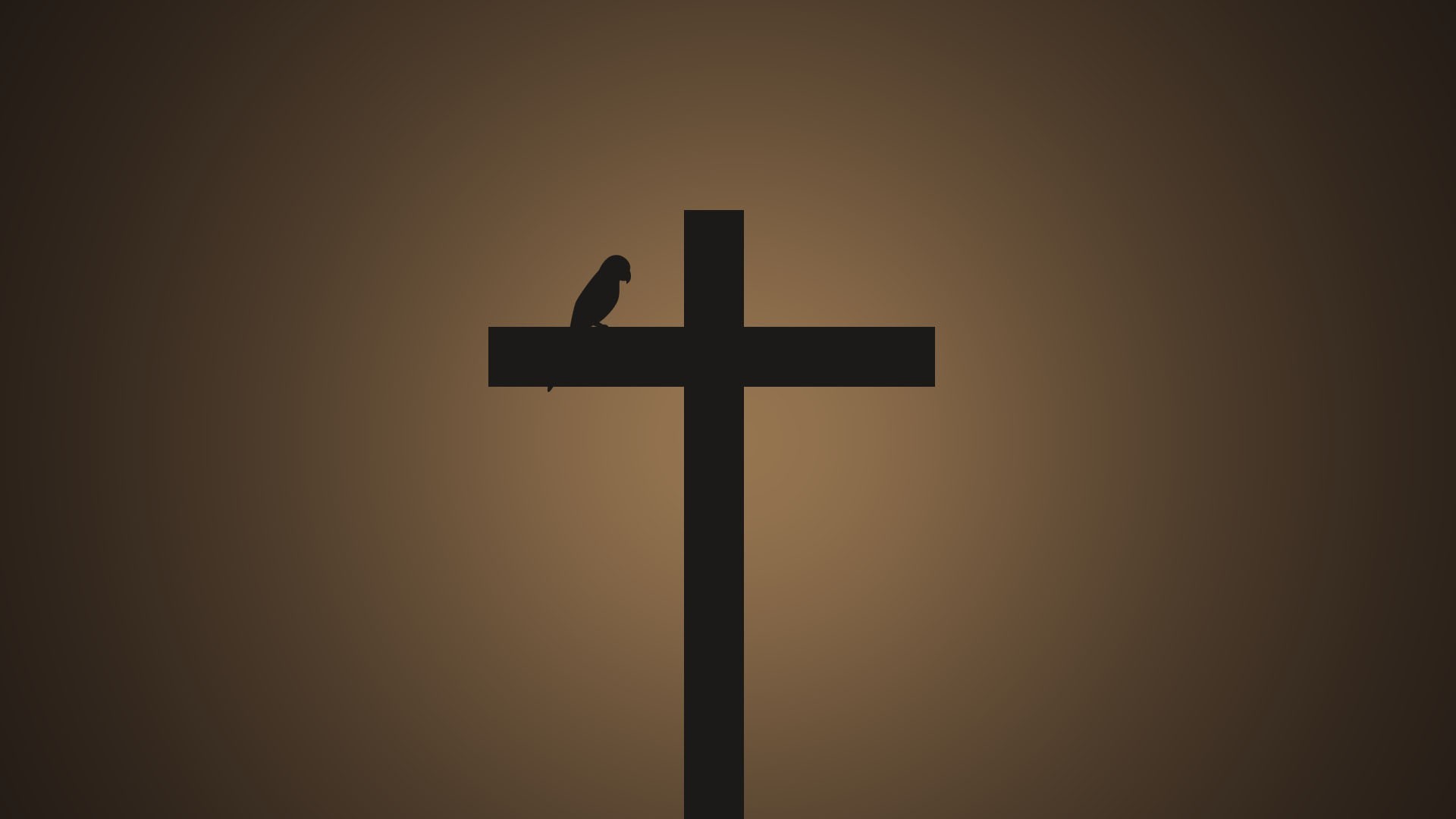 Silhouette of a bird on a cross HD Wallpaper