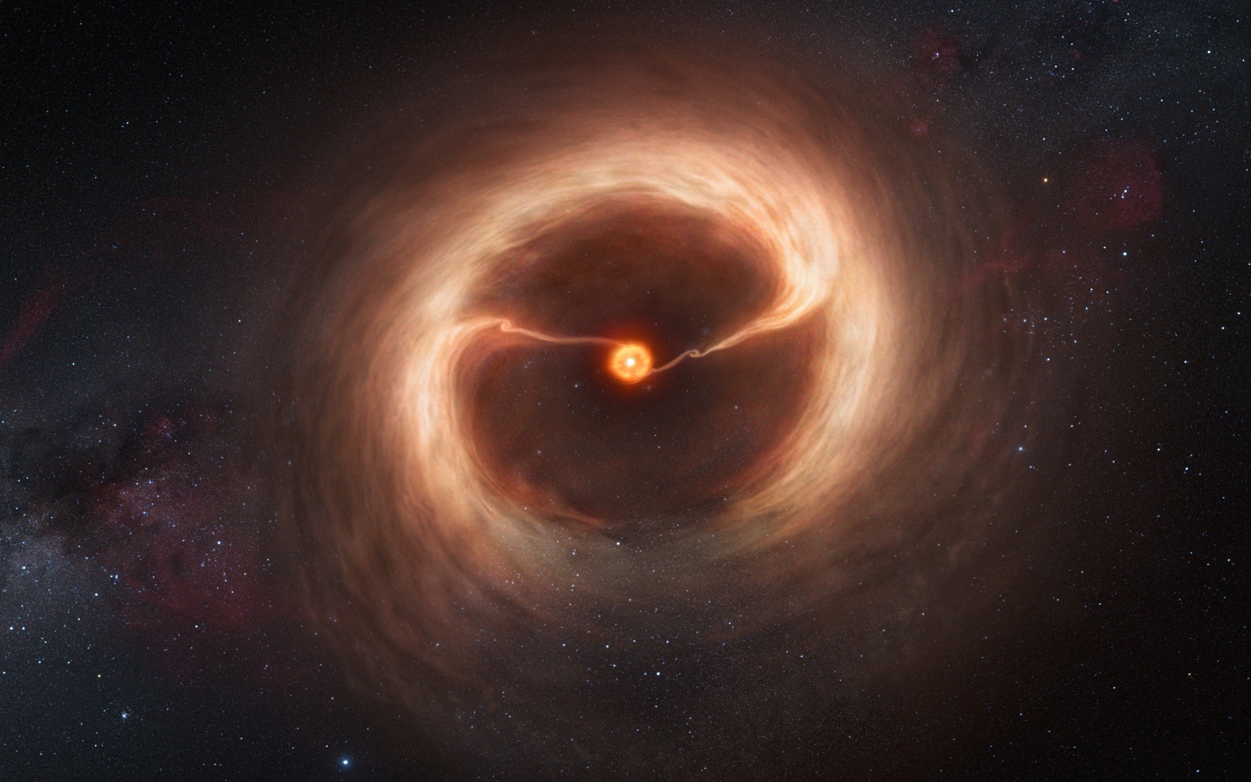 Artist's impression of a star with a swirling accretion disk HD Wallpaper