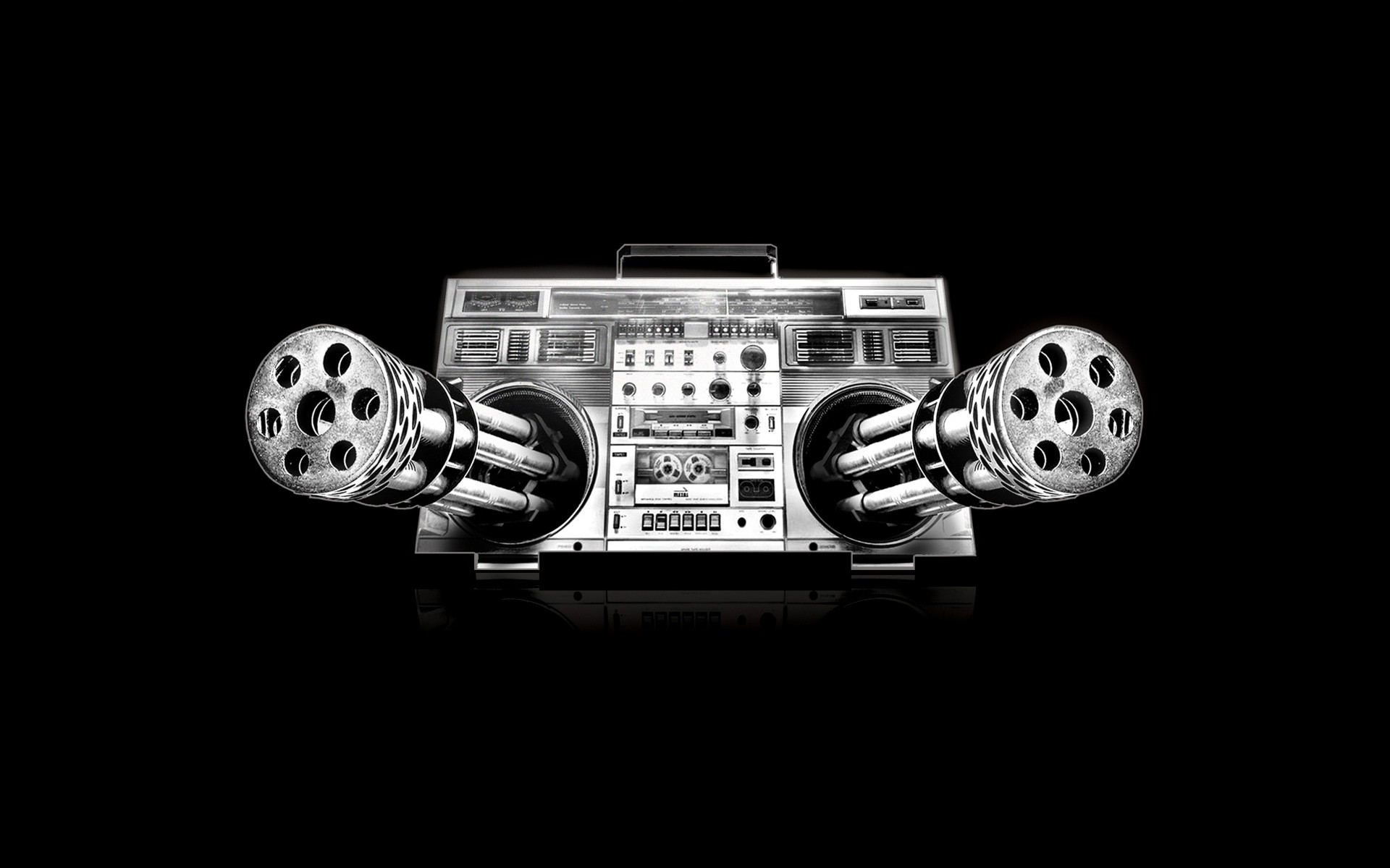 Boombox with Gatling guns HD Wallpaper