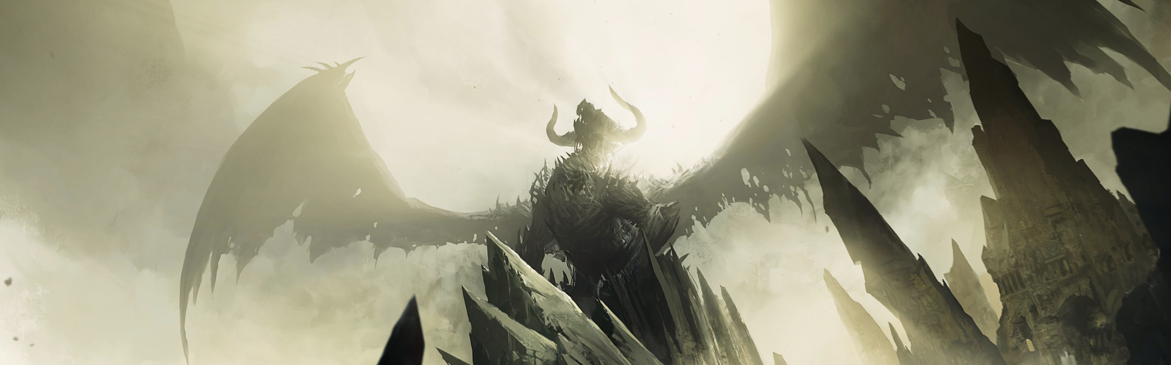 Guild Wars 2 Dragon in a Misty Landscape HD Wallpaper