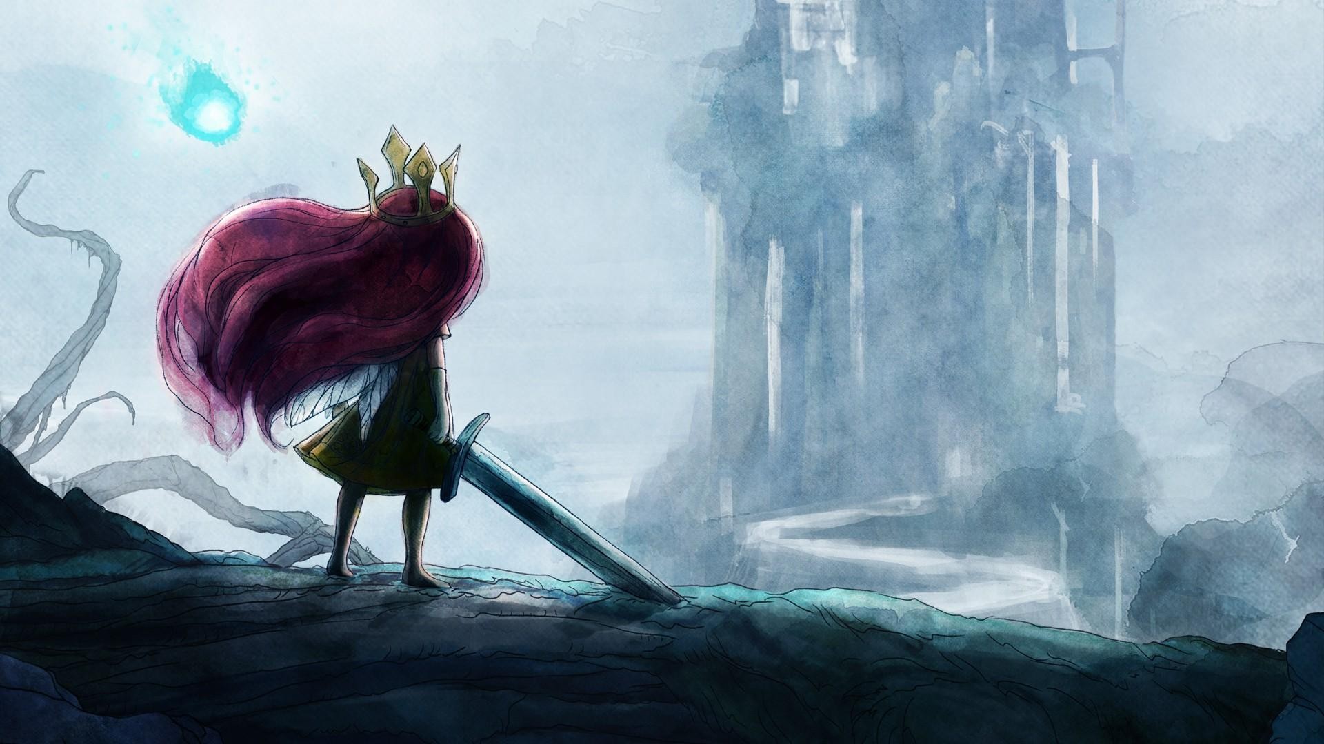 Child of Light: Aurora with a sword and a comet HD Wallpaper
