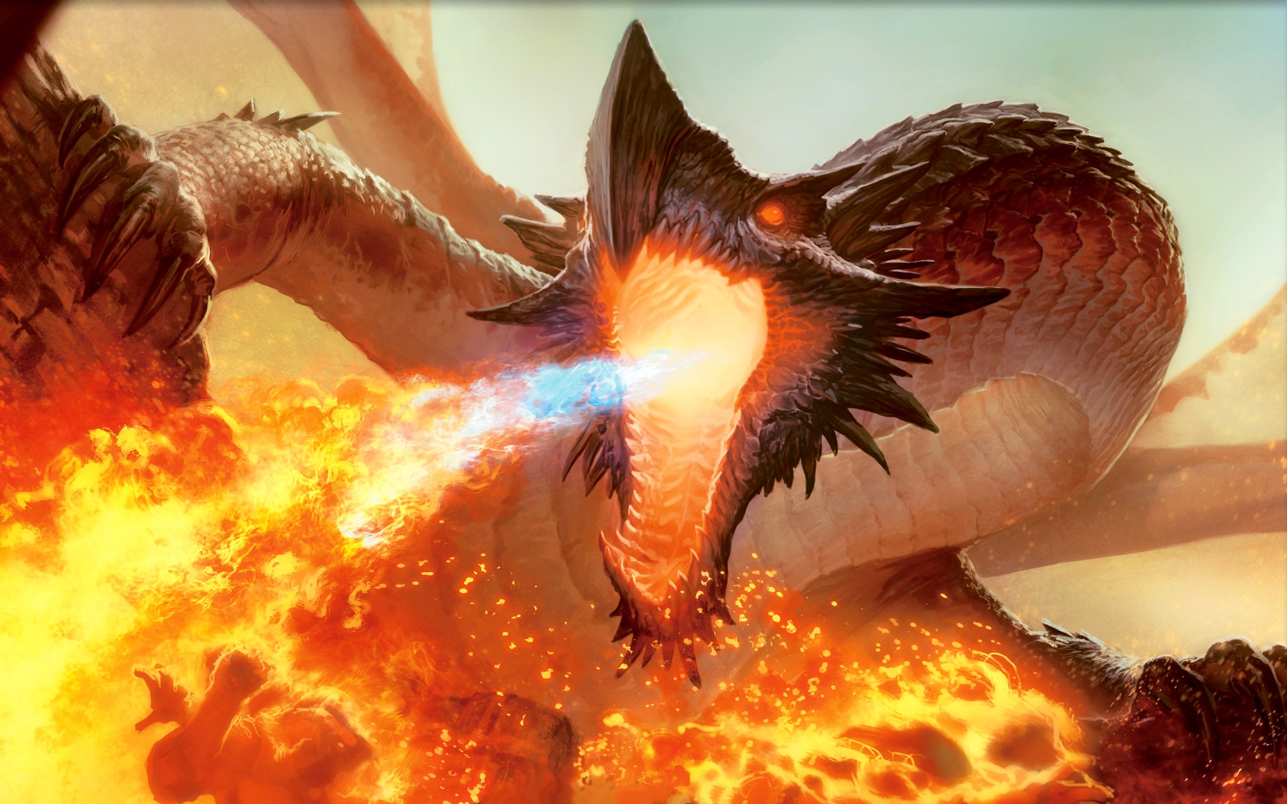 Magic: The Gathering Dragon Breathing Fire HD Wallpaper