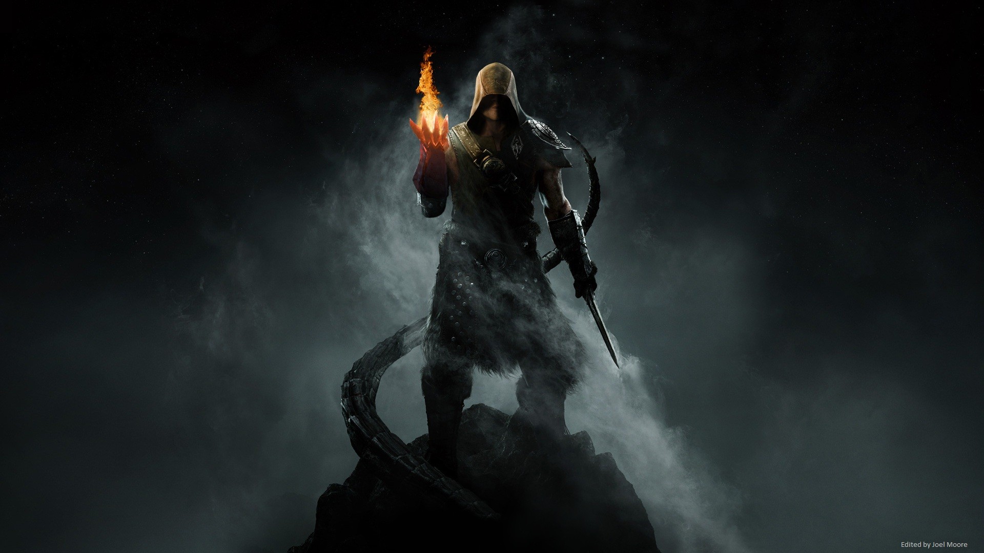 The Elder Scrolls V: Skyrim character with fire magic HD Wallpaper