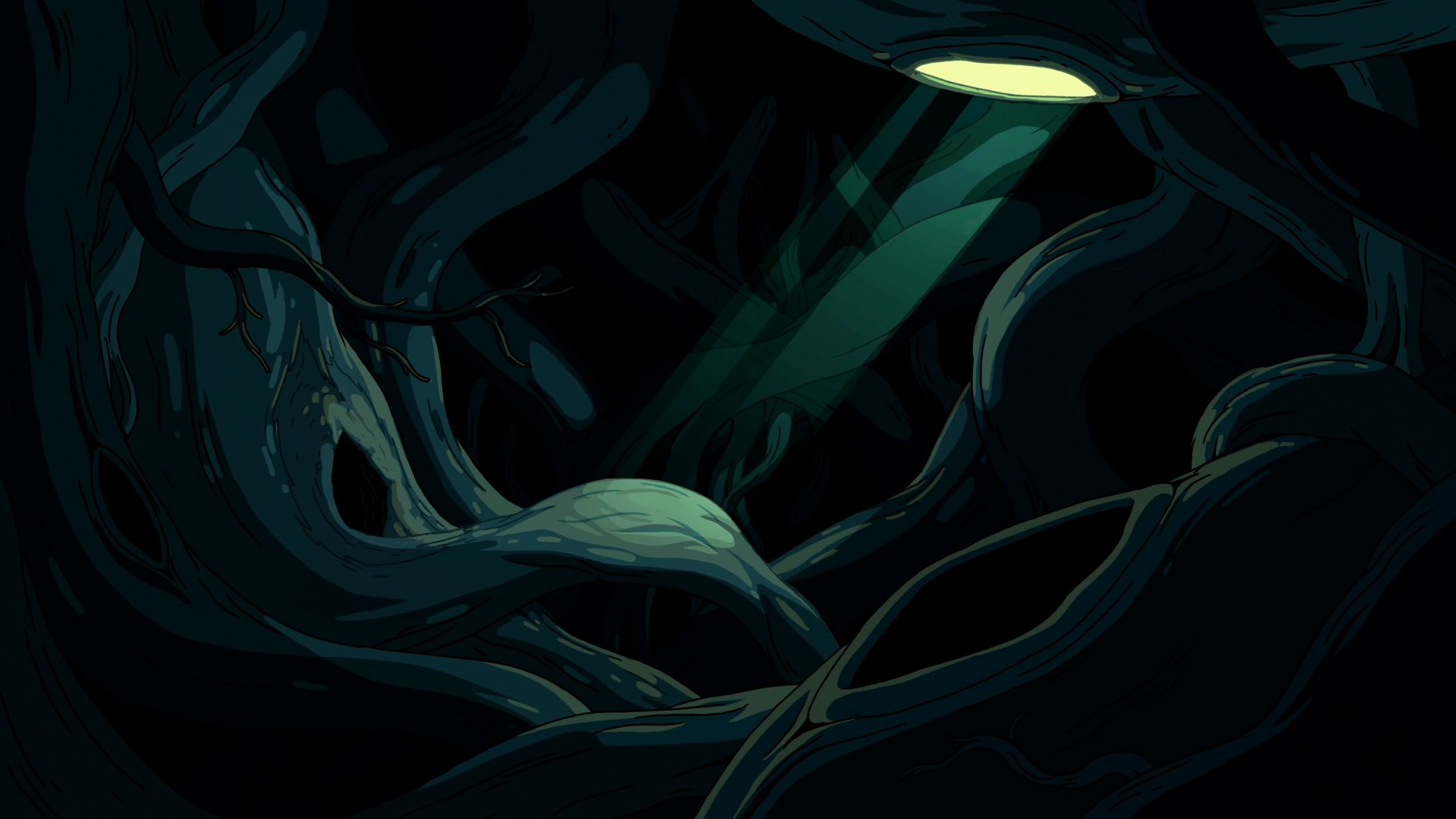Adventure Time dark forest scene HD Wallpaper