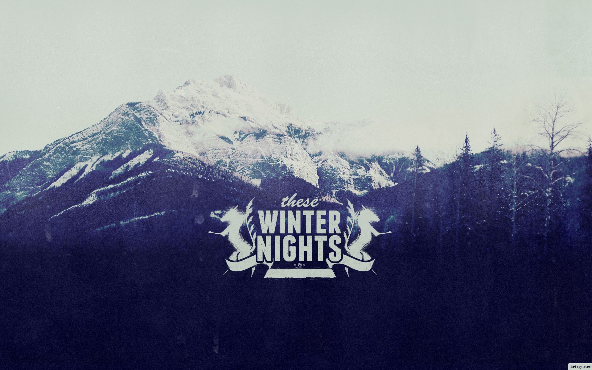 These Winter Nights Typography Mountains HD Wallpaper