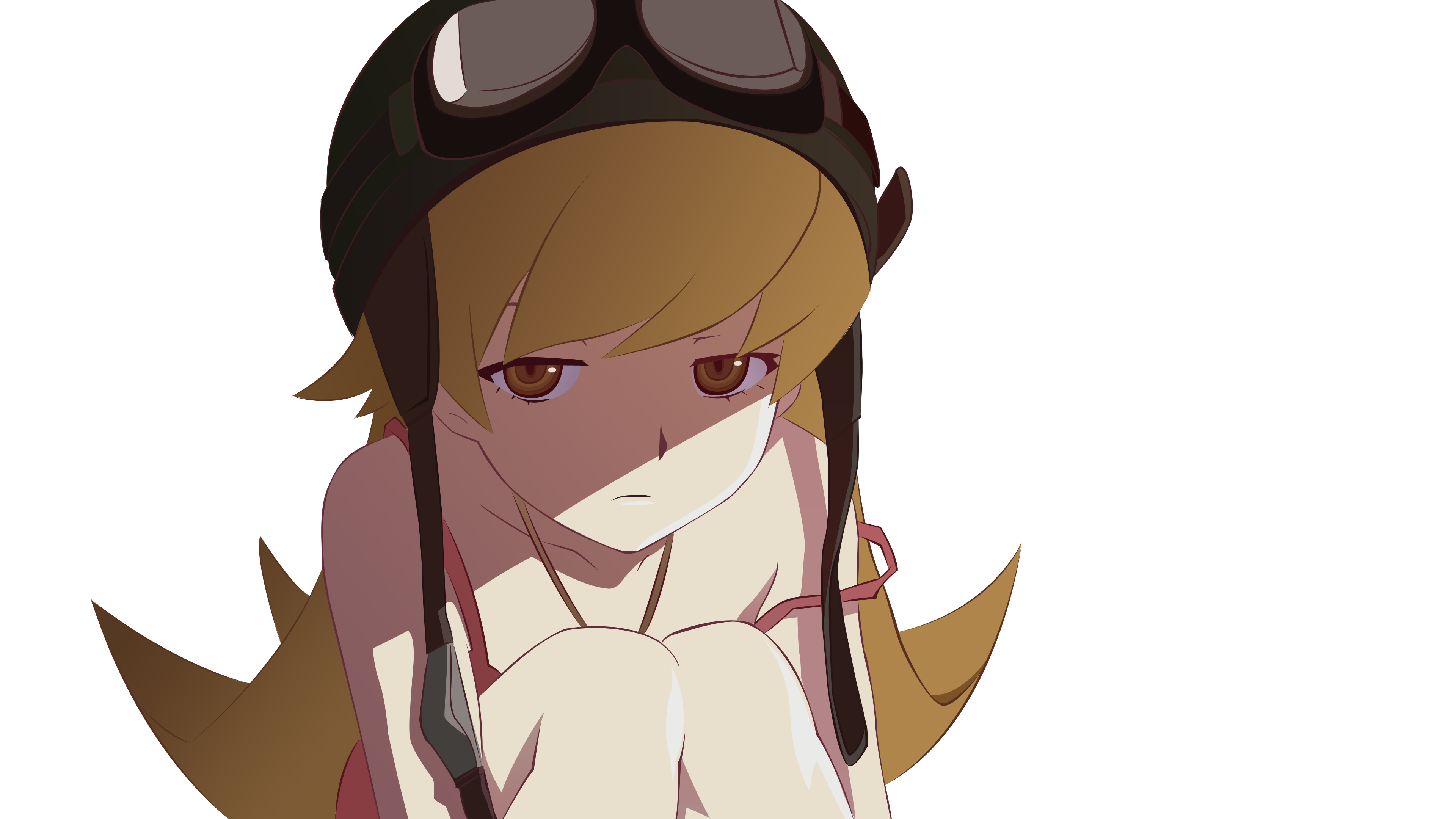 Oshino Shinobu wearing pilot goggles HD Wallpaper