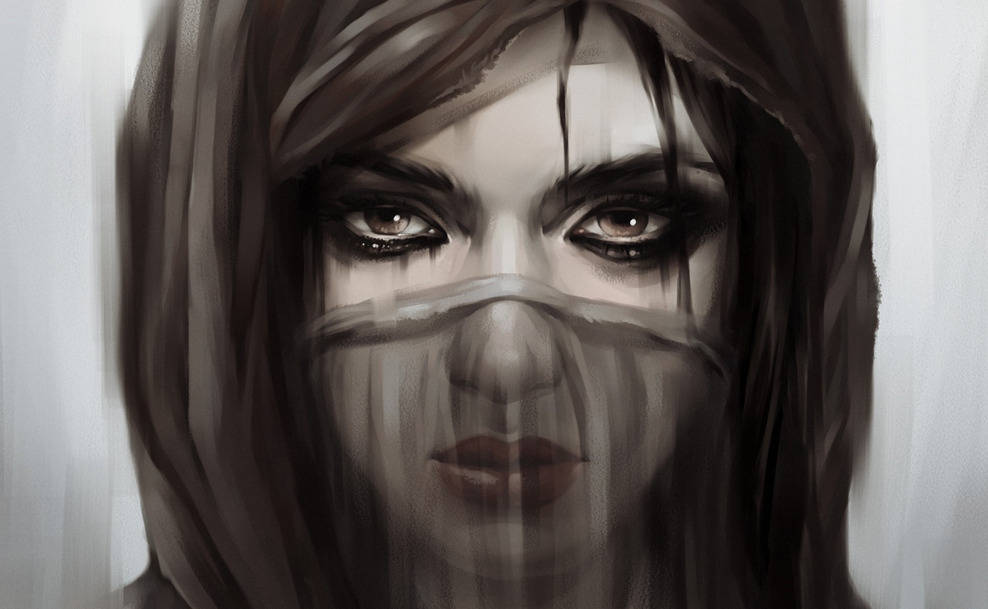Artwork of a fantasy girl with dark makeup HD Wallpaper