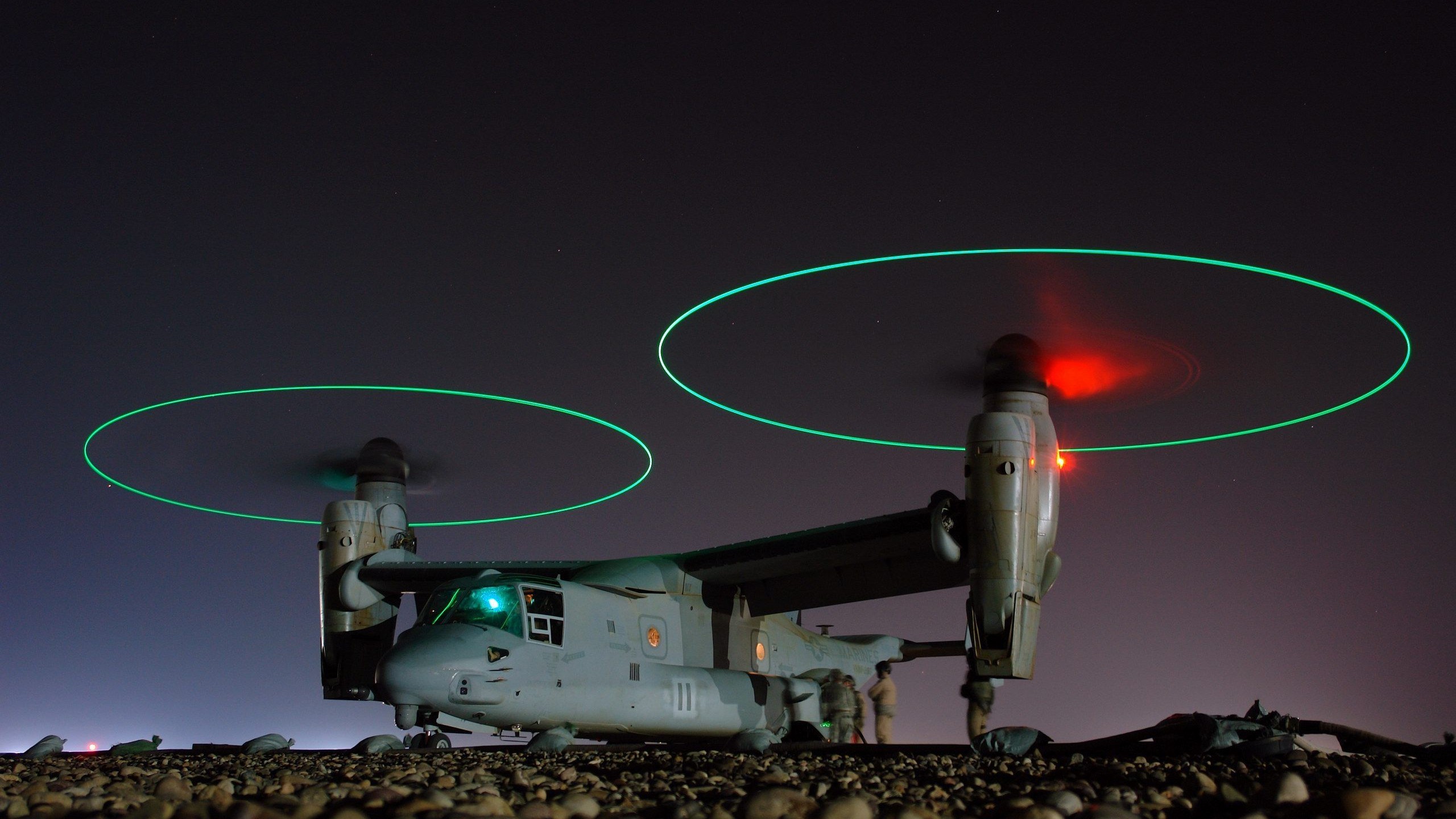 CV-22 Osprey aircraft at night HD Wallpaper