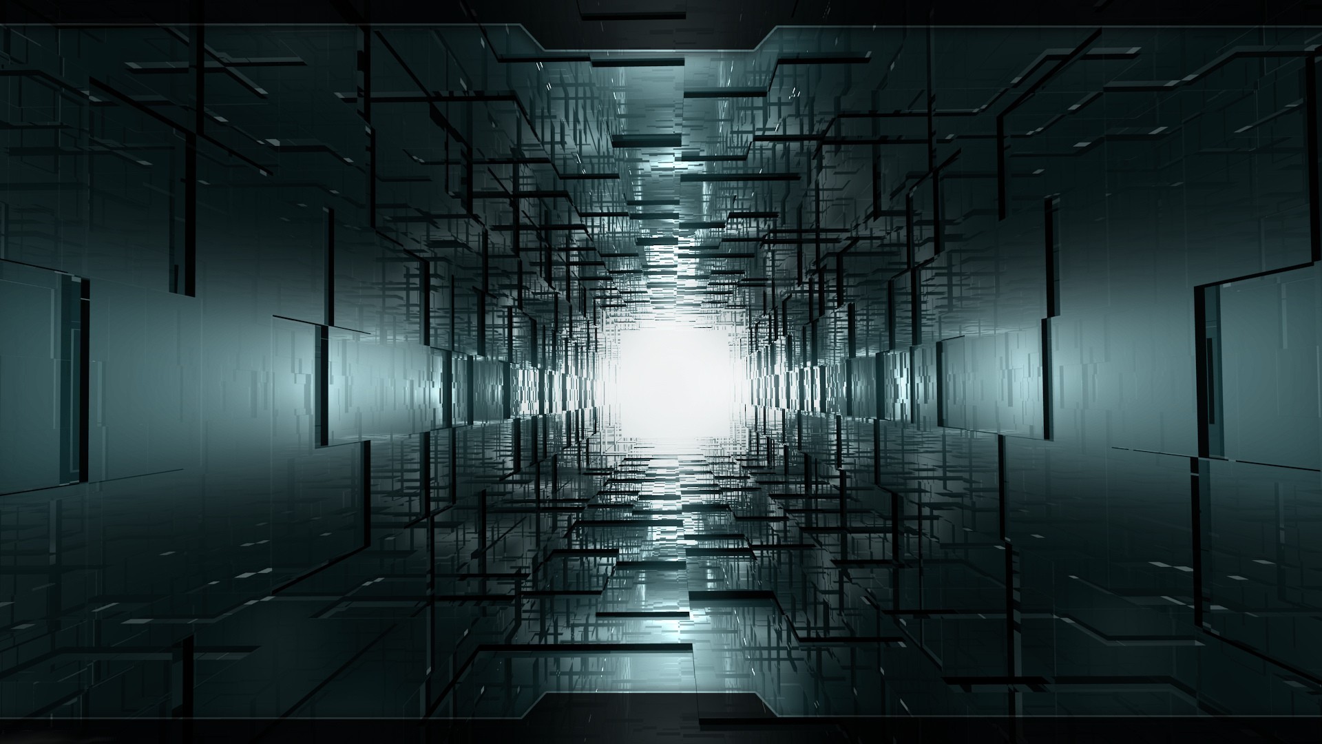 Digital art render of a futuristic tunnel HD Wallpaper