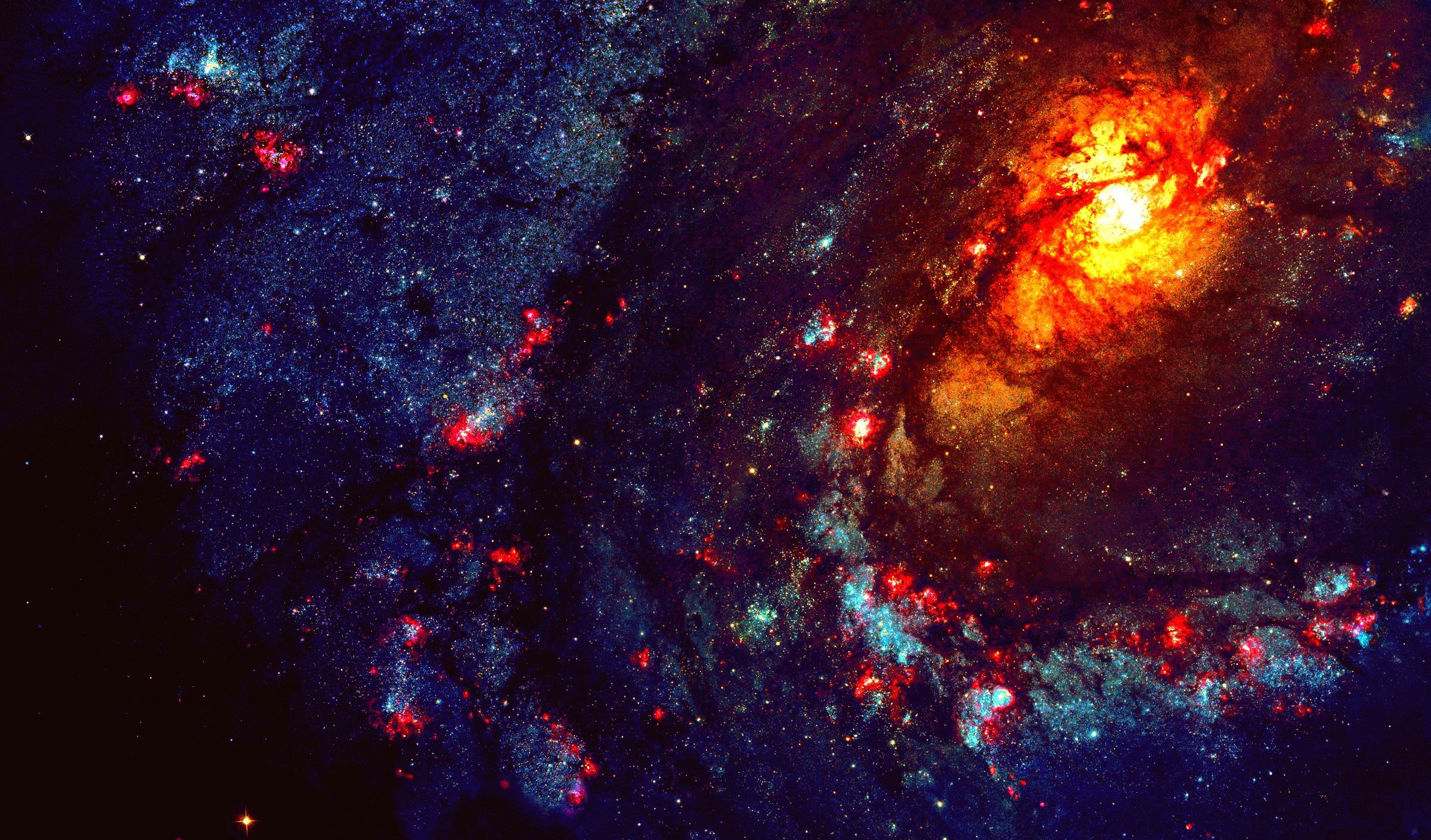 Digital art of a colorful galaxy in space HD Wallpaper