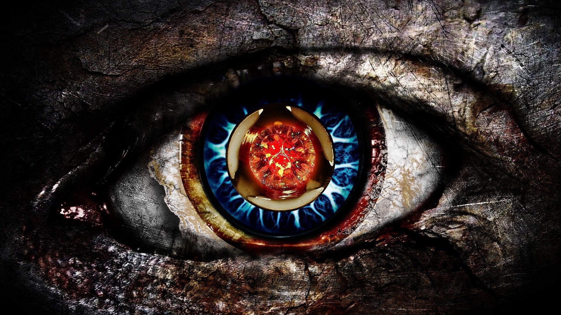 Close-up of a fantasy eye with intricate details HD Wallpaper