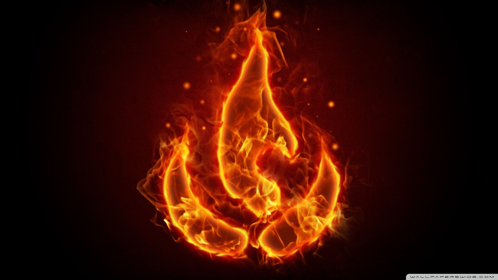 Fire Nation symbol made of fire HD Wallpaper