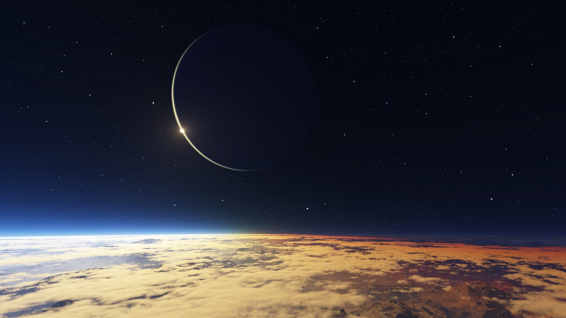Planet and stars in deep space HD Wallpaper