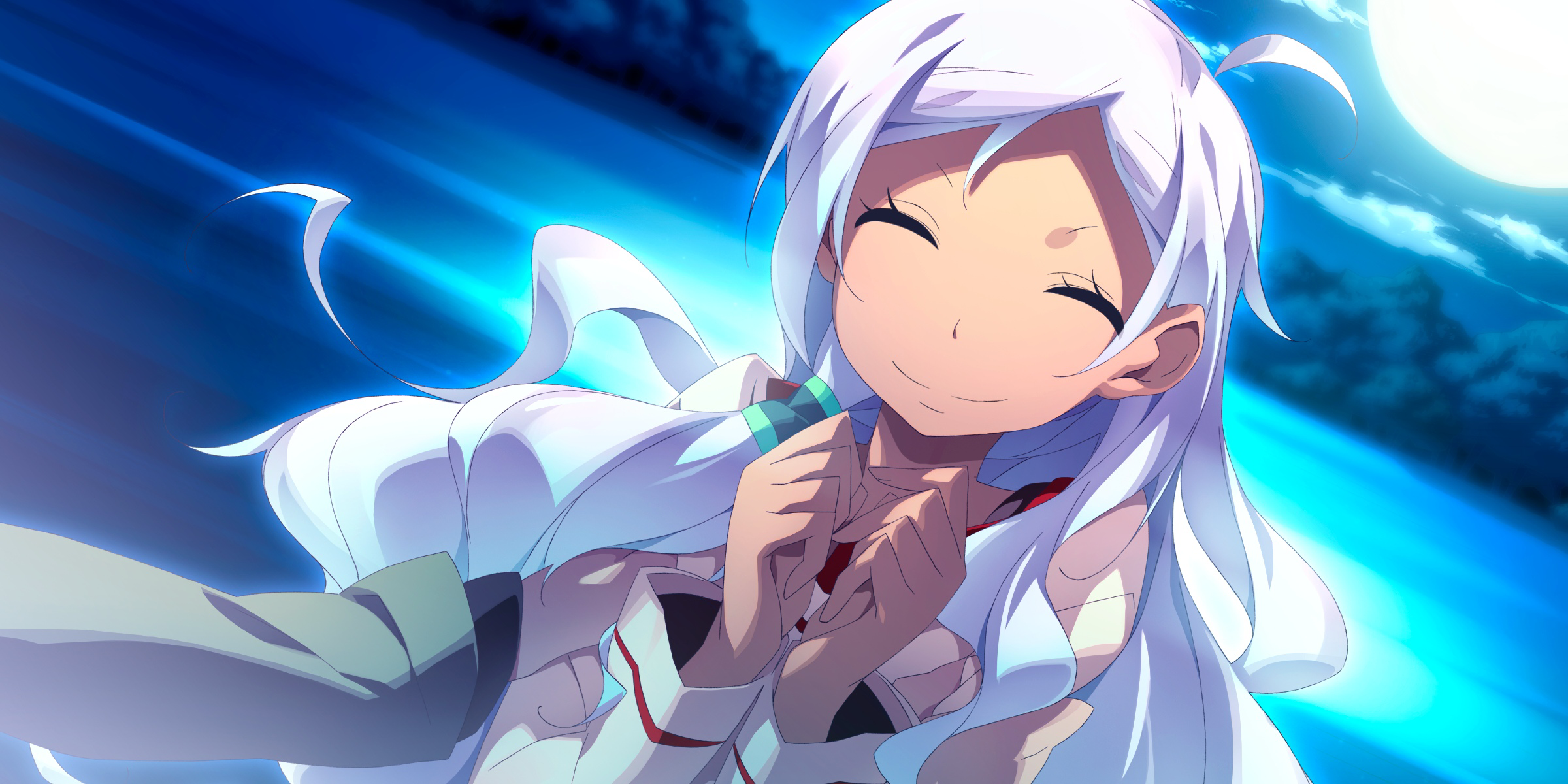 Mizumoto Anri from Kaminoyu smiling under the moon HD Wallpaper