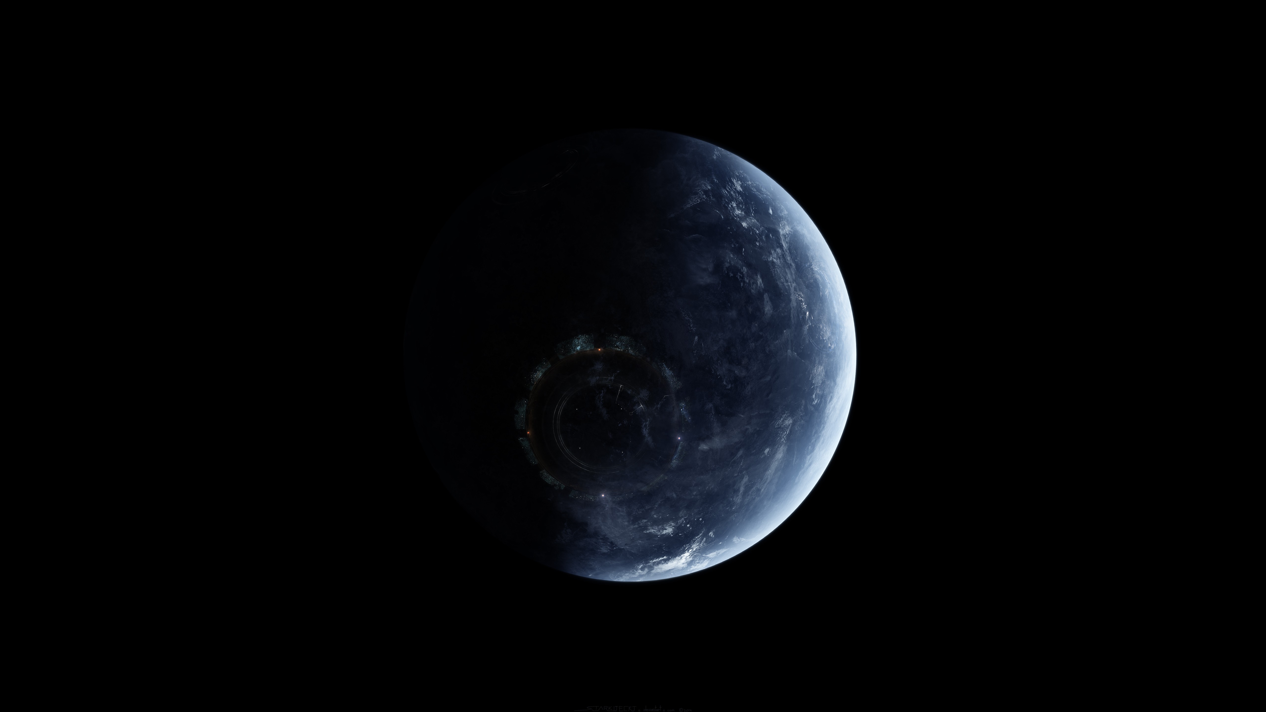 Digital art of a planet in space HD Wallpaper
