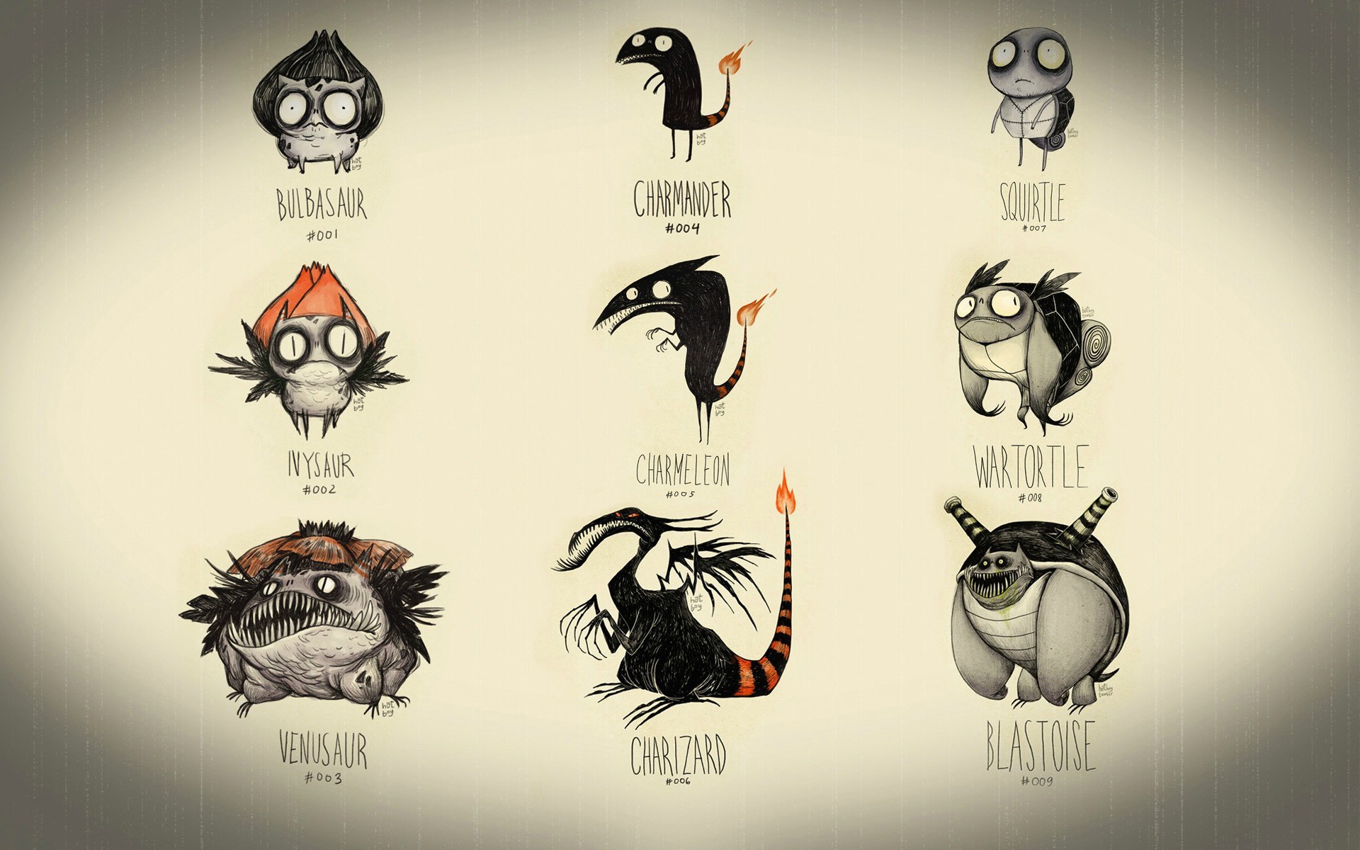 Tim Burton-style Pokémon illustrations HD Wallpaper