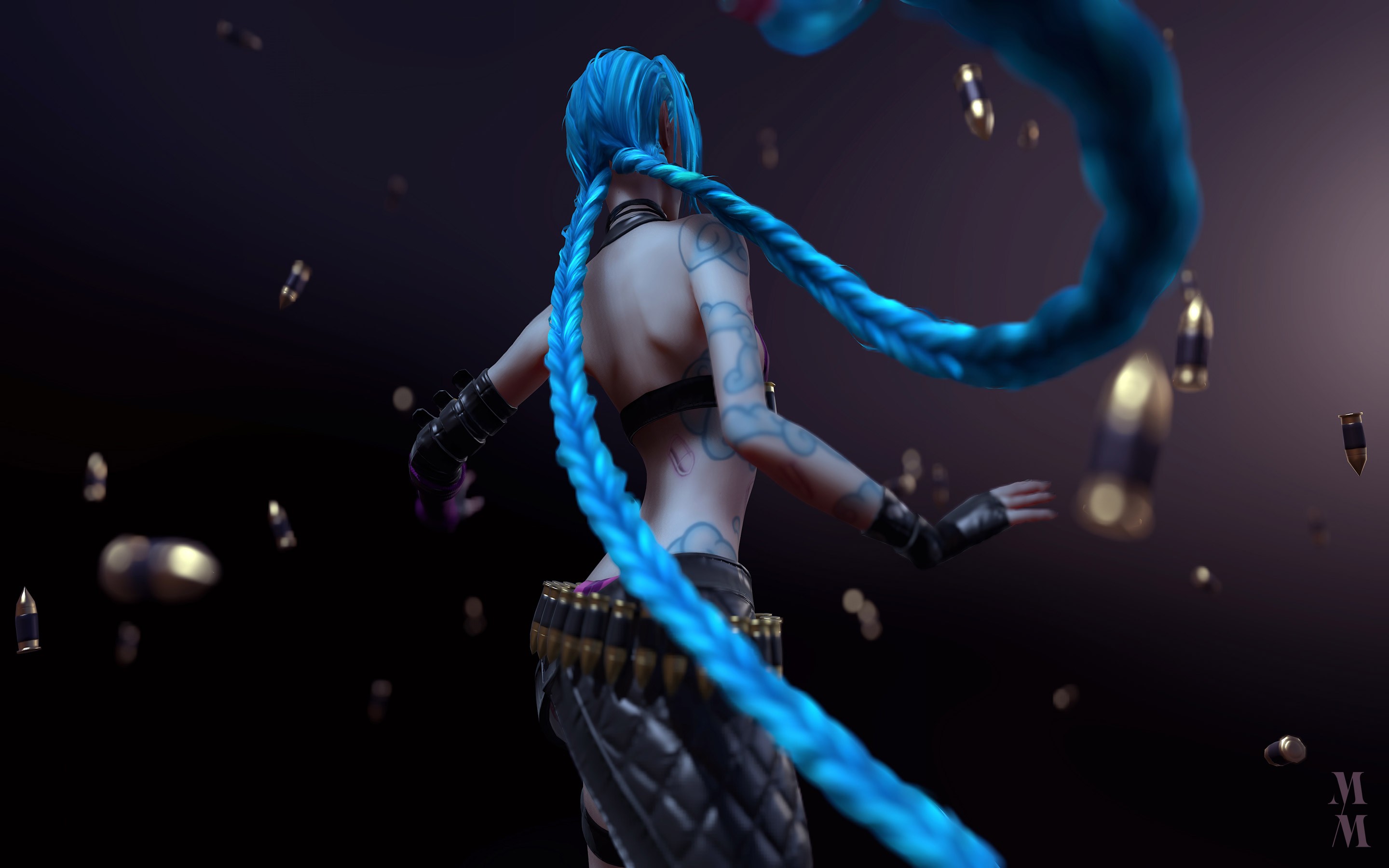 Jinx from League of Legends with bullets HD Wallpaper