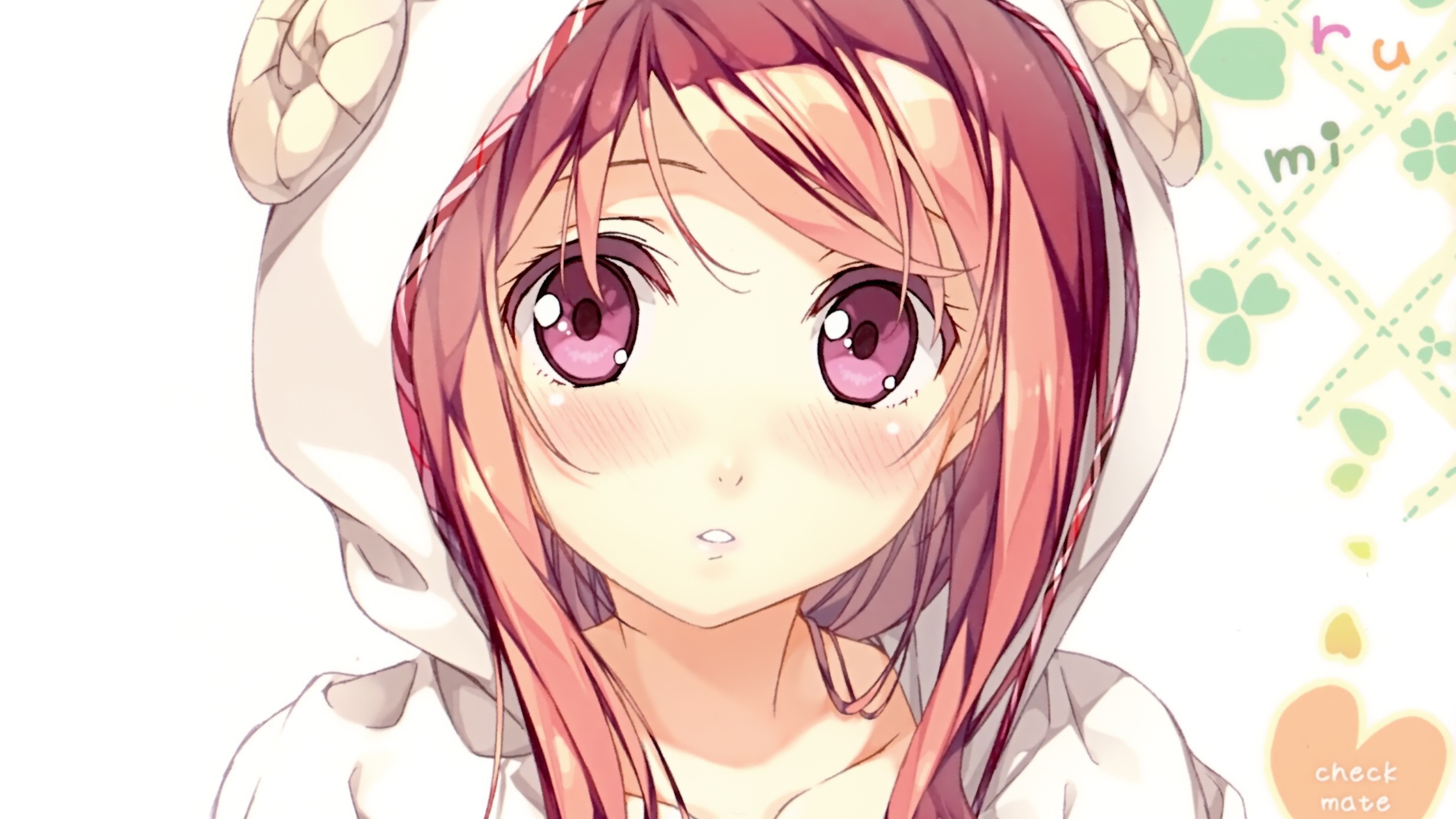 Anime girl with pink hair wearing a sheep hoodie HD Wallpaper