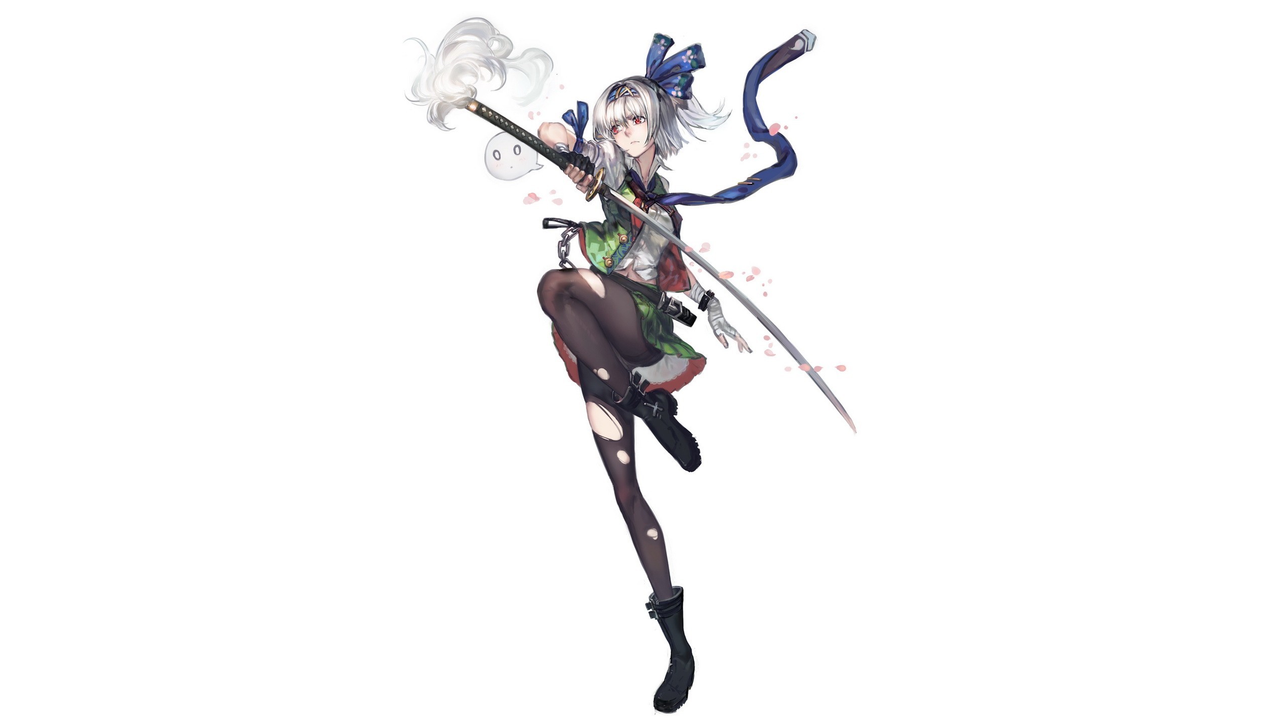 Konpaku Youmu from Touhou with a katana HD Wallpaper
