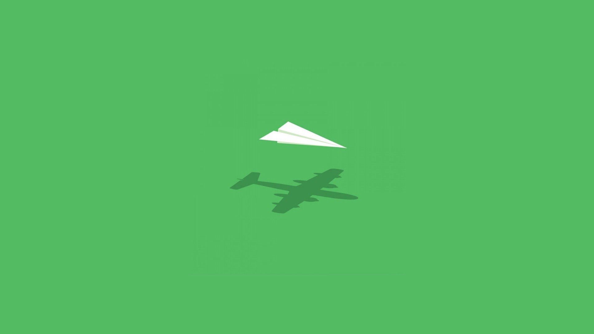 Paper airplane casting a shadow of a jet plane HD Wallpaper