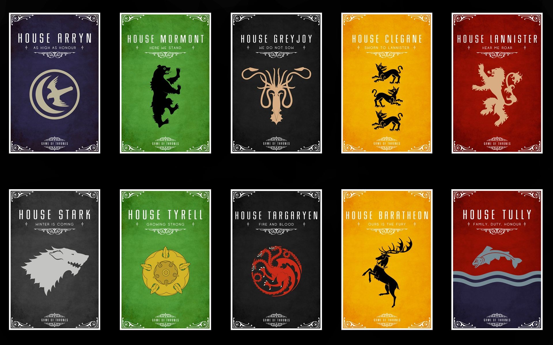 Game of Thrones House Posters Collage HD Wallpaper