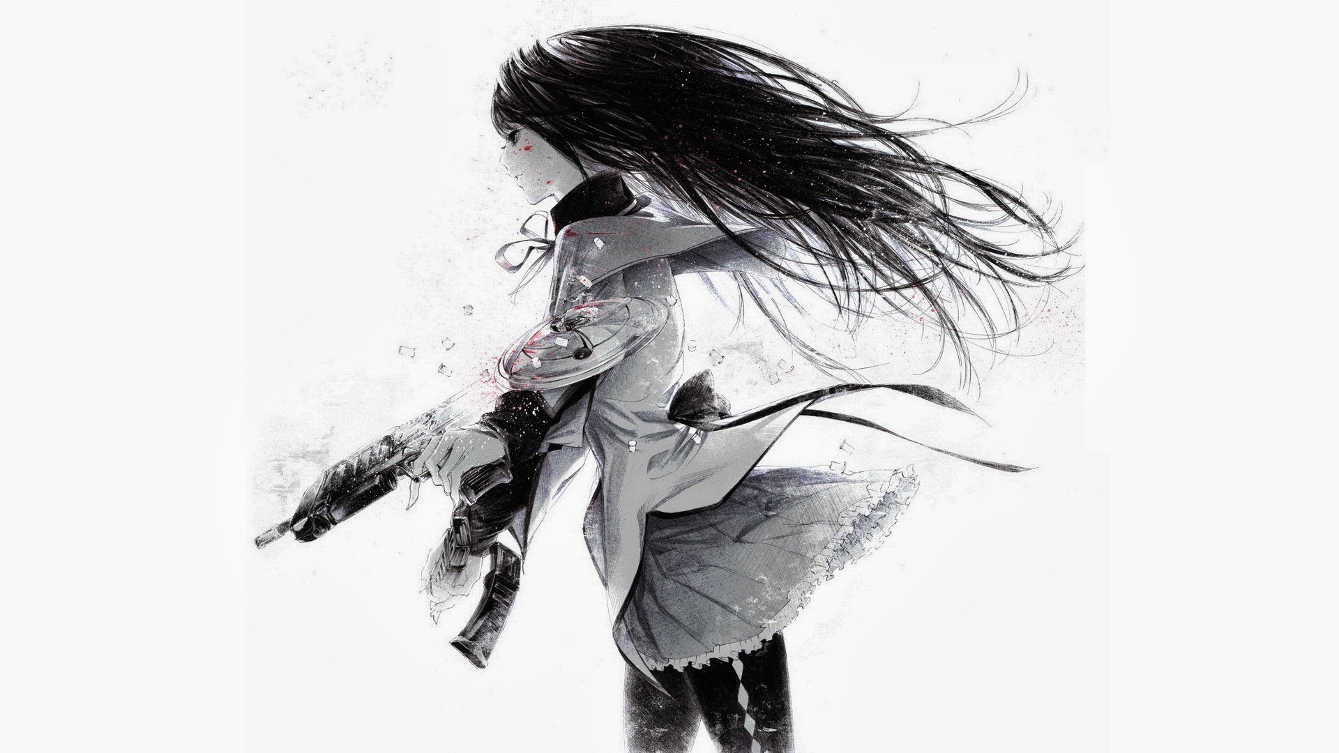 Akemi Homura from Mahou Shoujo Madoka Magica holding a weapon HD Wallpaper
