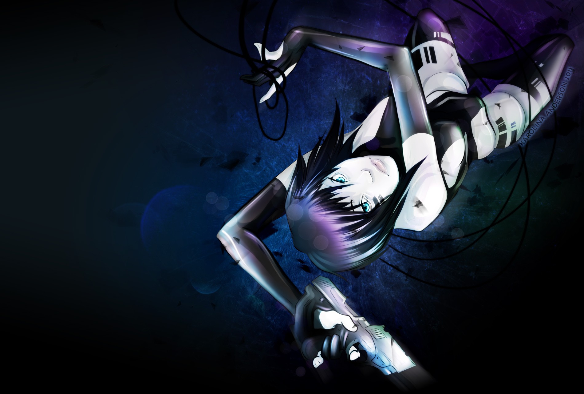 Motoko Kusanagi from Ghost in the Shell holding a gun HD Wallpaper